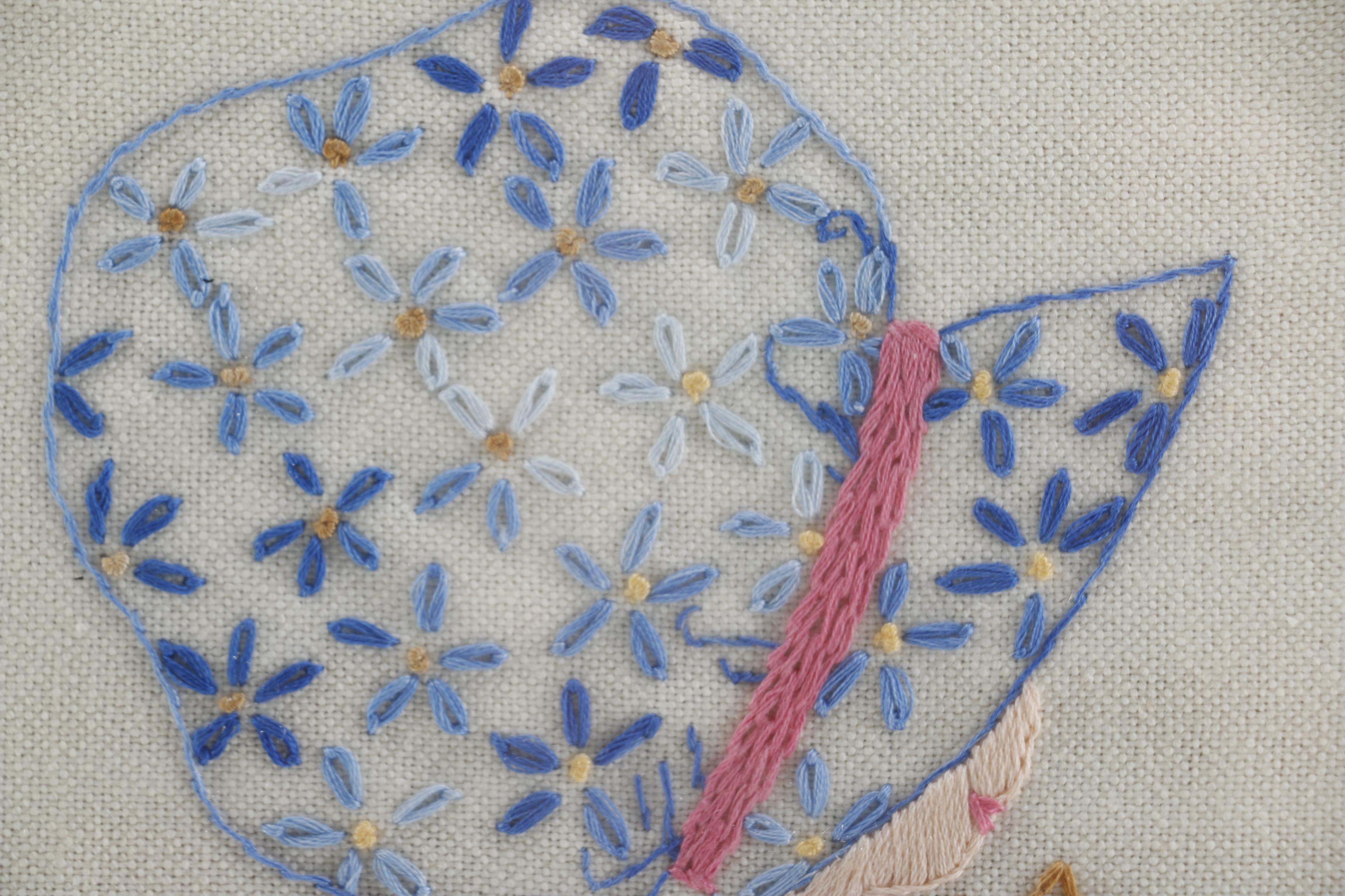 Pair of Framed Embroidered Artworks of Girls