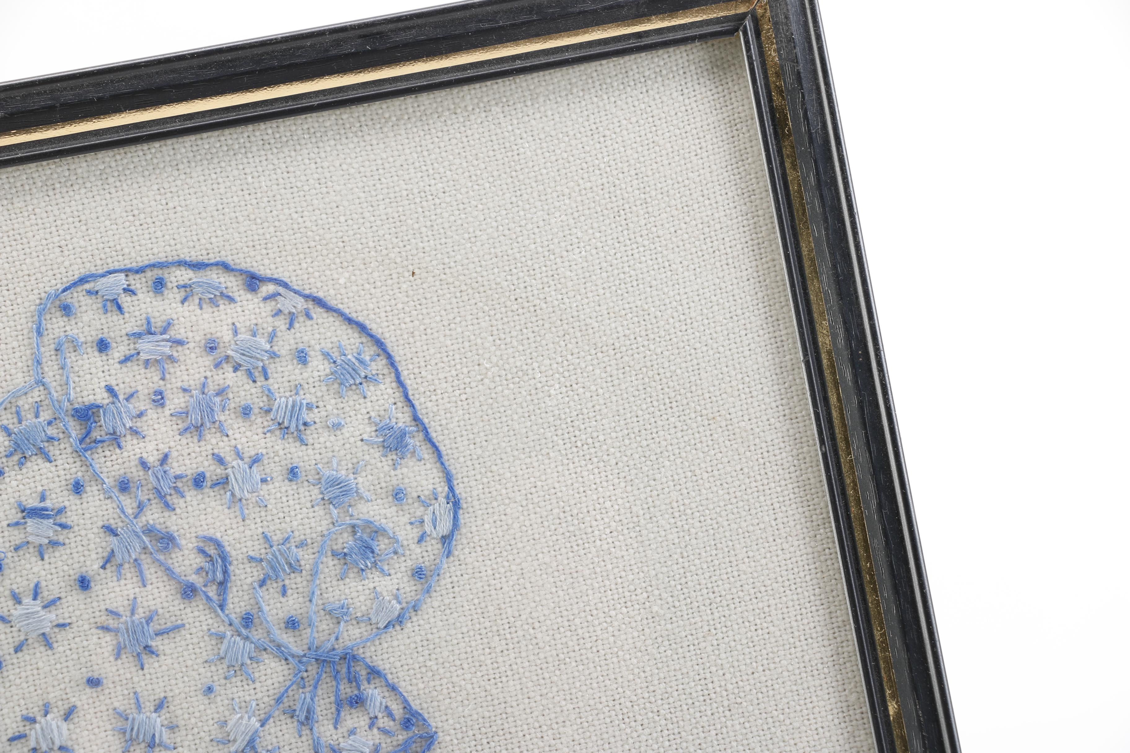 Pair of Framed Embroidered Artworks of Girls