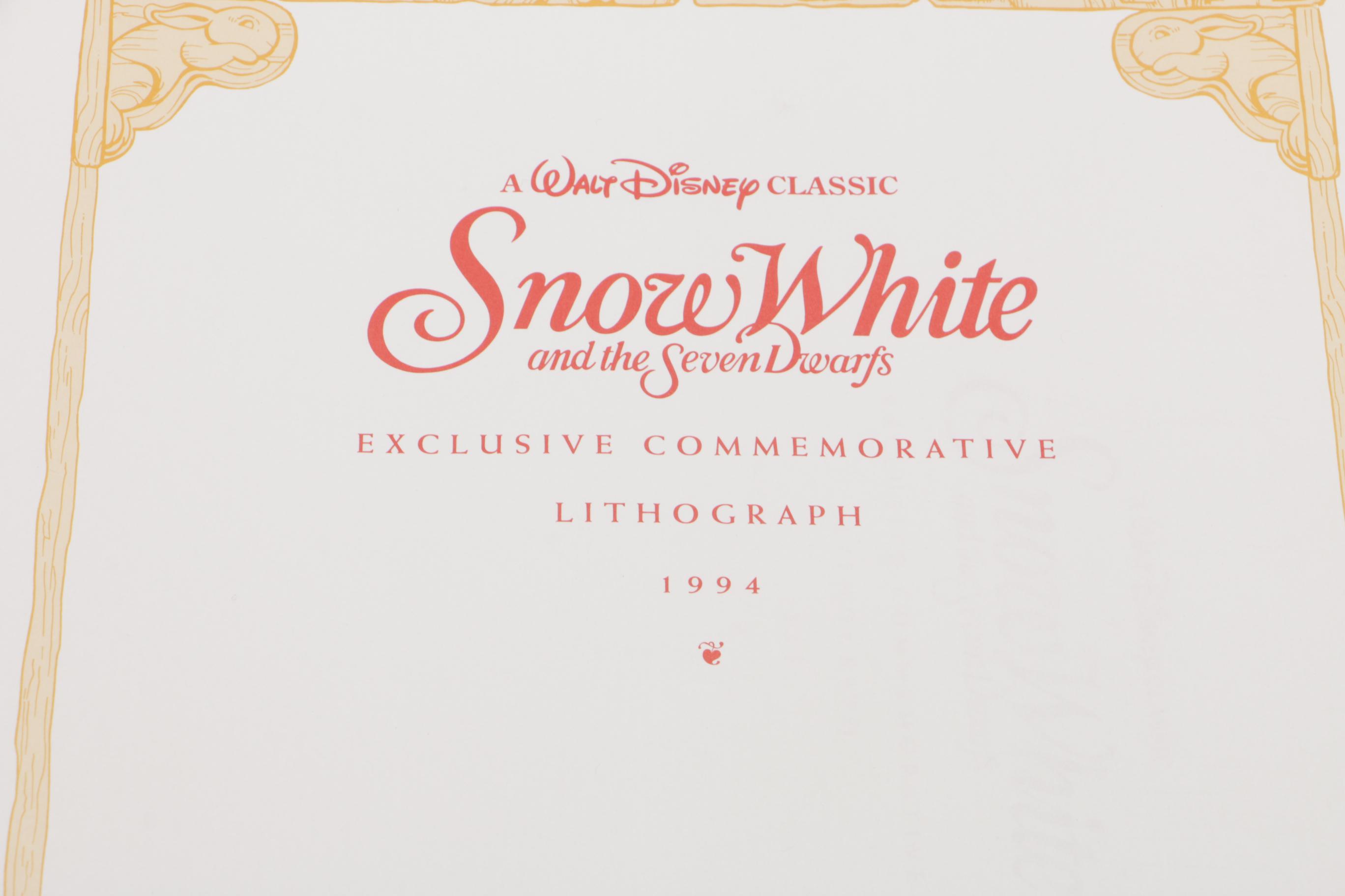 Disney Commemorative Offset Lithographs of Scenes from "Snow White" and "Cinderella"