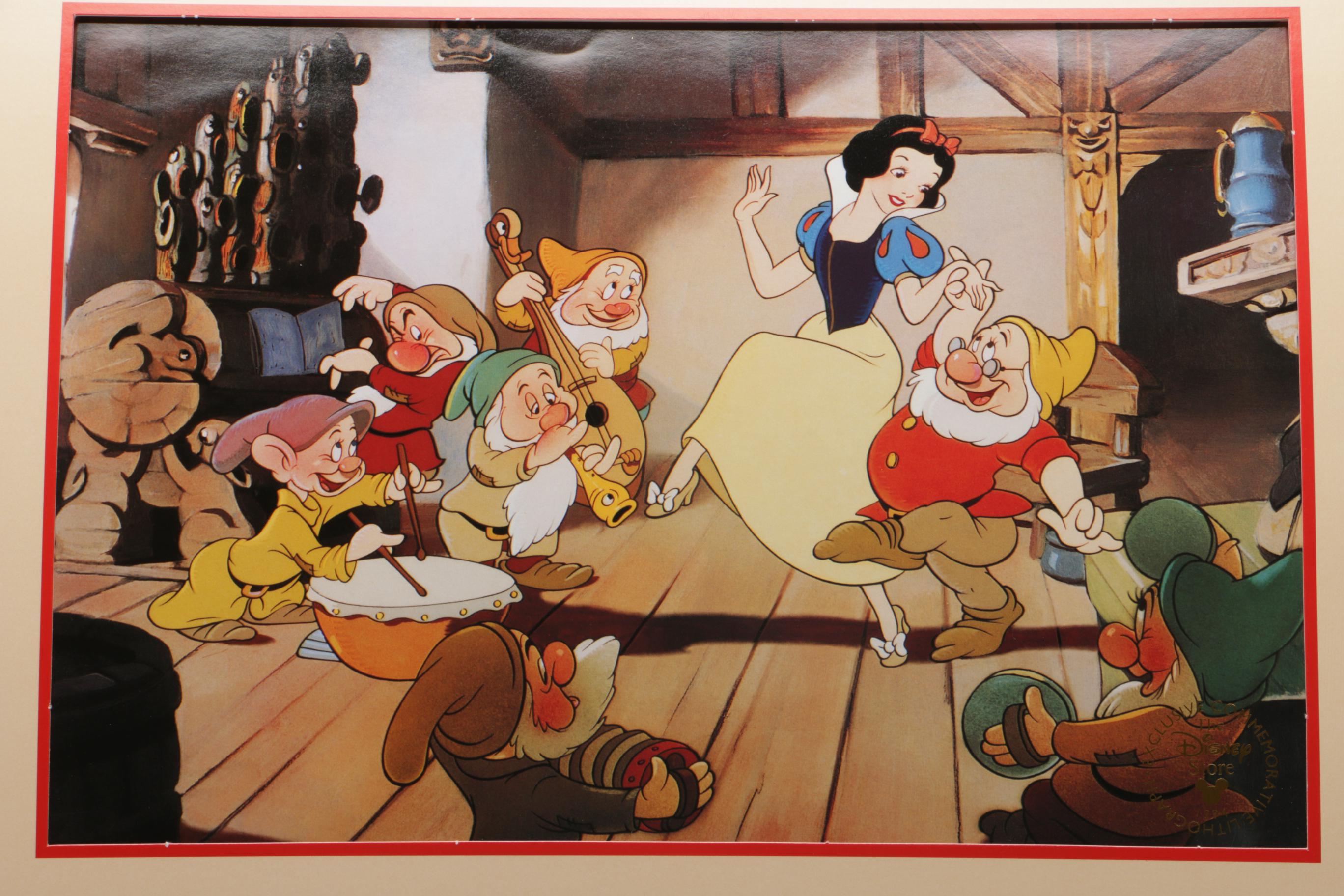 Disney Commemorative Offset Lithographs of Scenes from "Snow White" and "Cinderella"