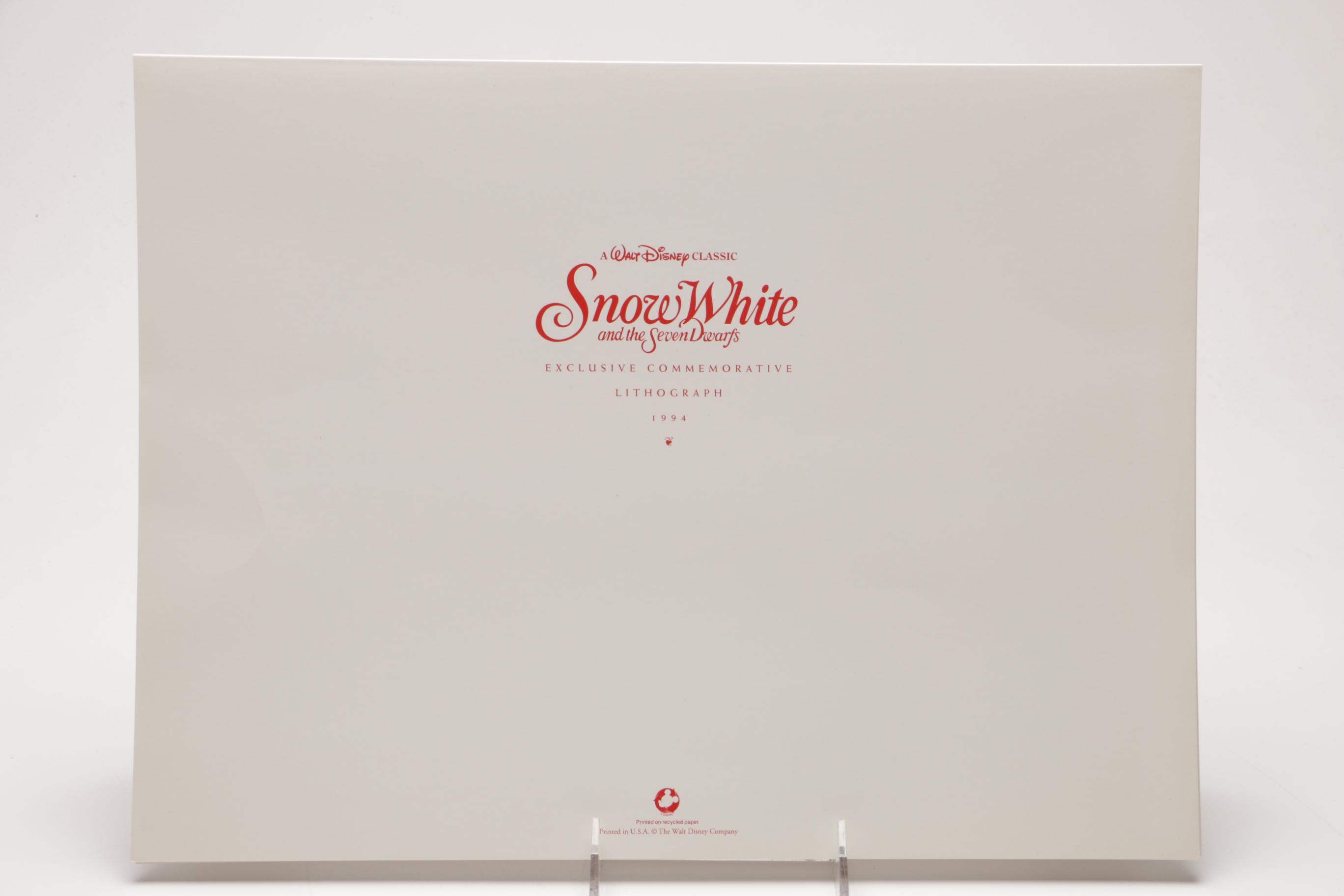 Disney Commemorative Offset Lithographs of Scenes from "Snow White" and "Cinderella"