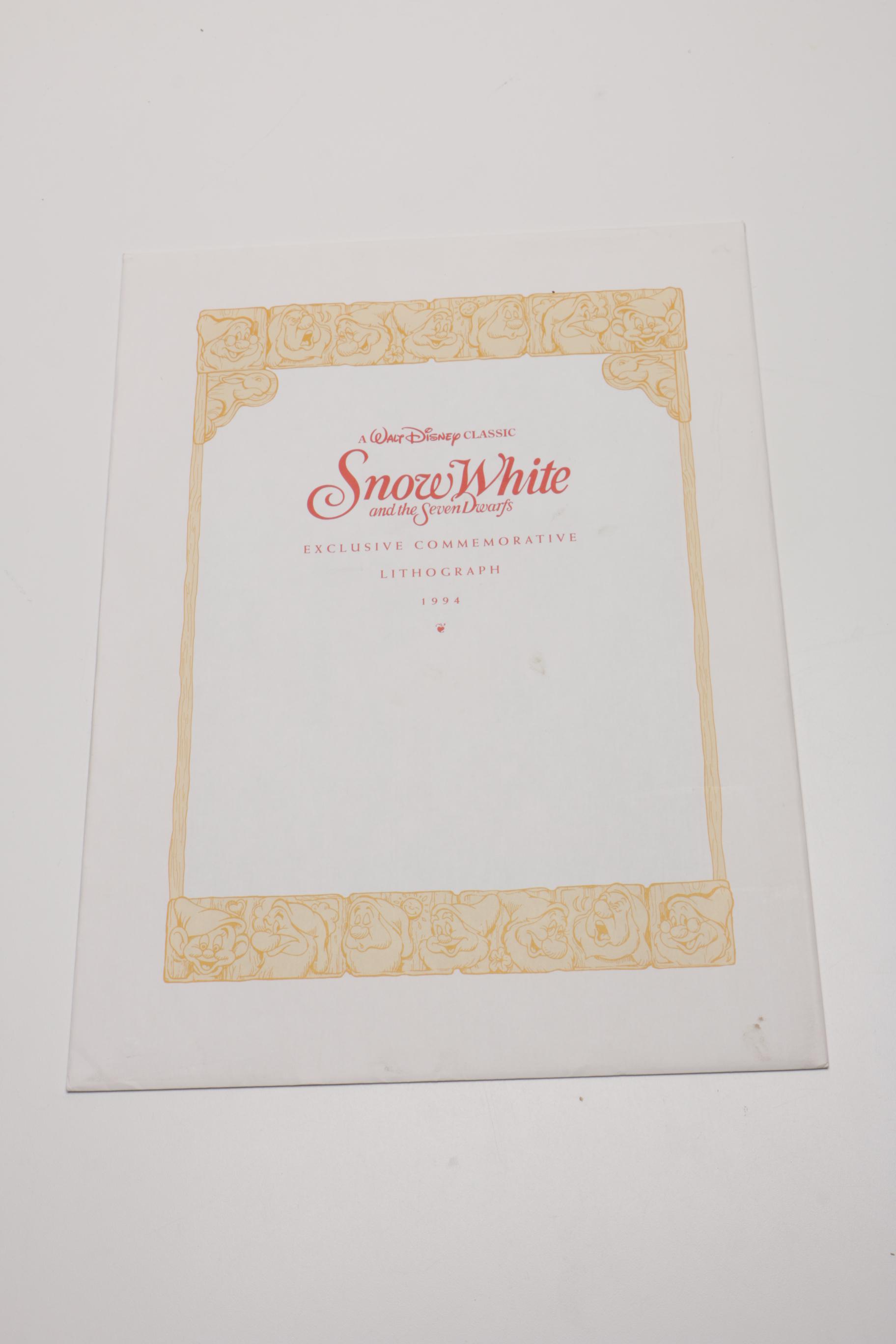 Disney Commemorative Offset Lithographs of Scenes from "Snow White" and "Cinderella"