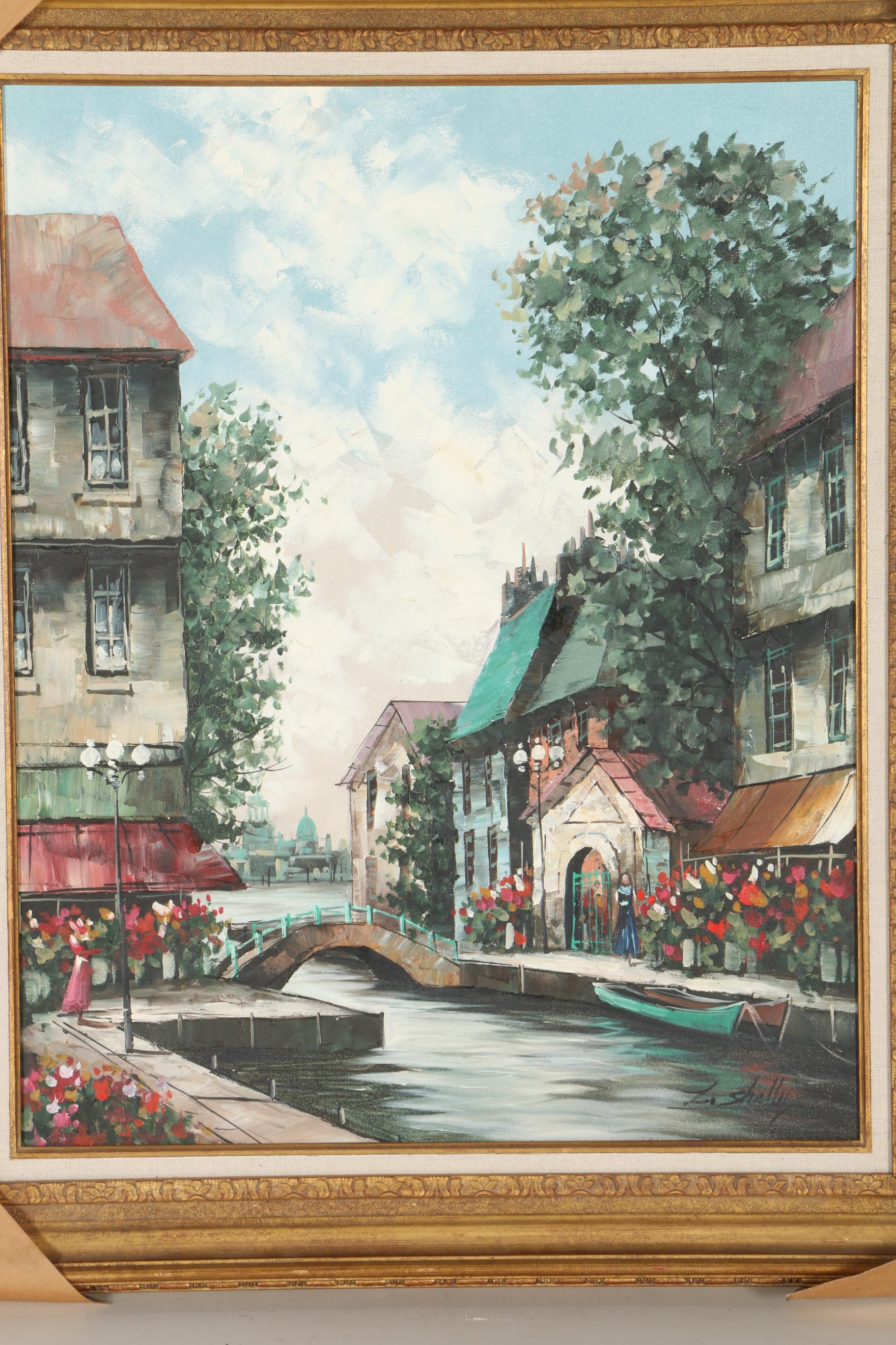 Z. Shelly Oil on Canvas "Street Scene"
