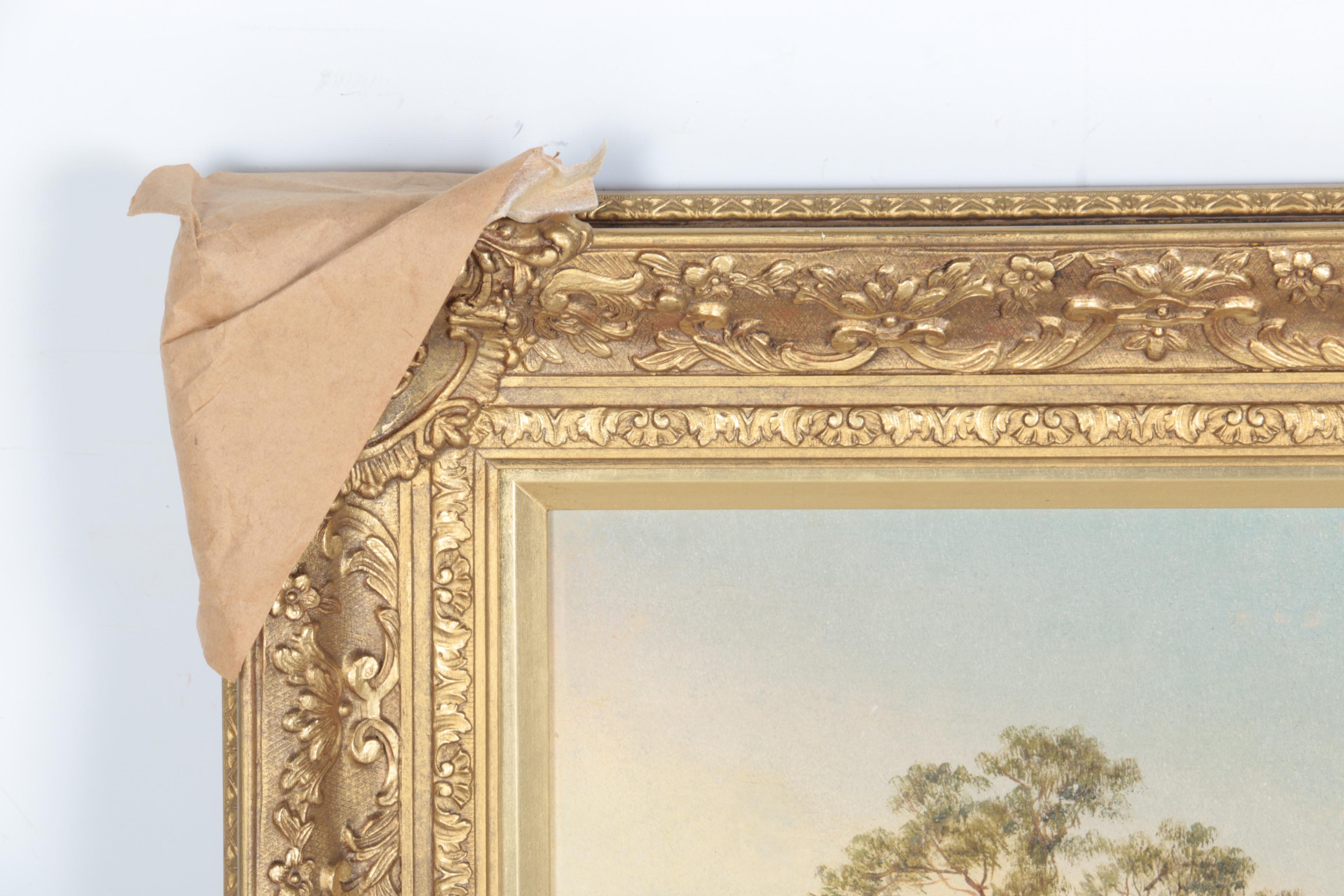 H. James Oil on Canvas "Sheep Grazing at the Edge of a River"