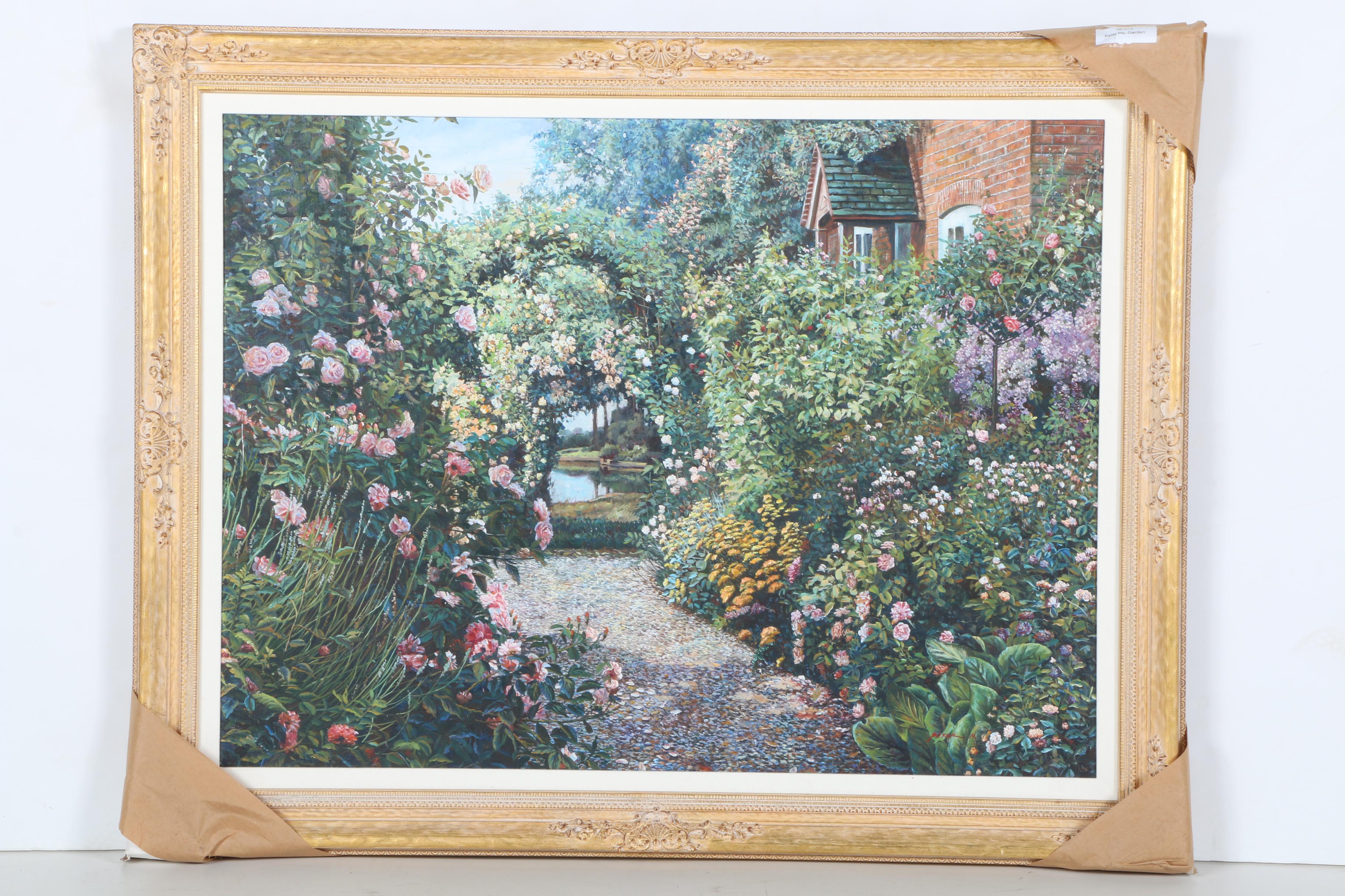 Peter Ho Oil Painting on Canvas "Flower Garden"