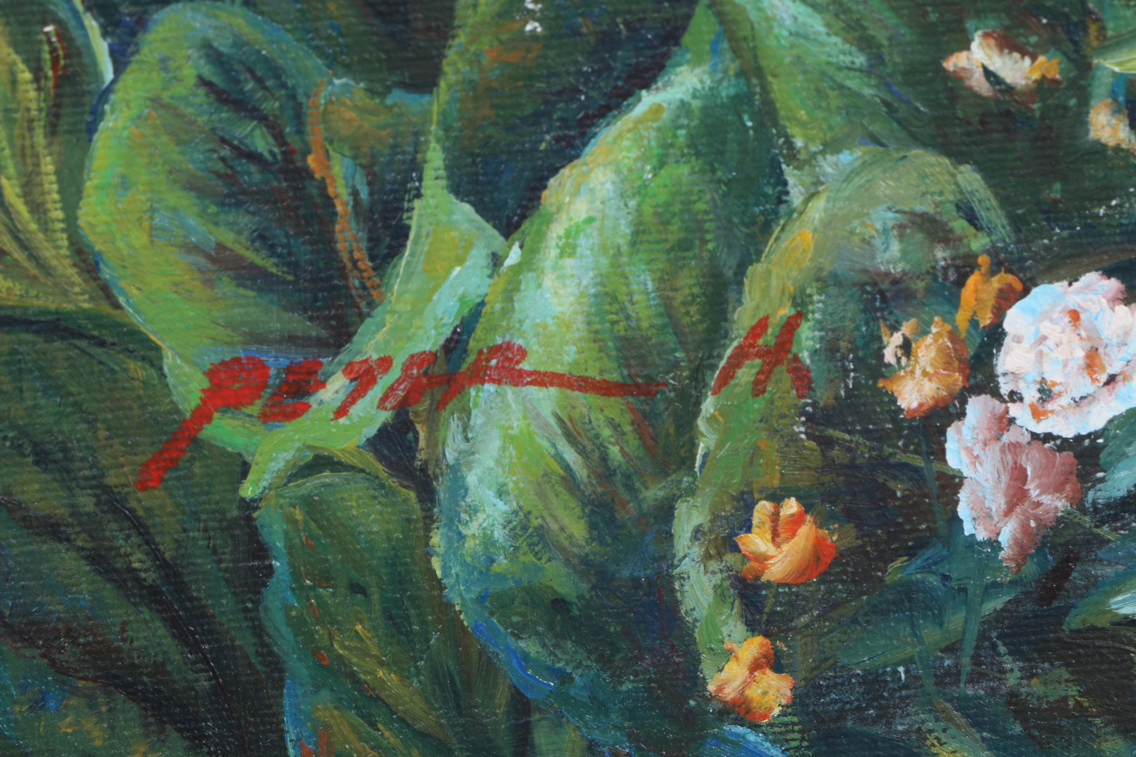 Peter Ho Oil Painting on Canvas "Flower Garden"