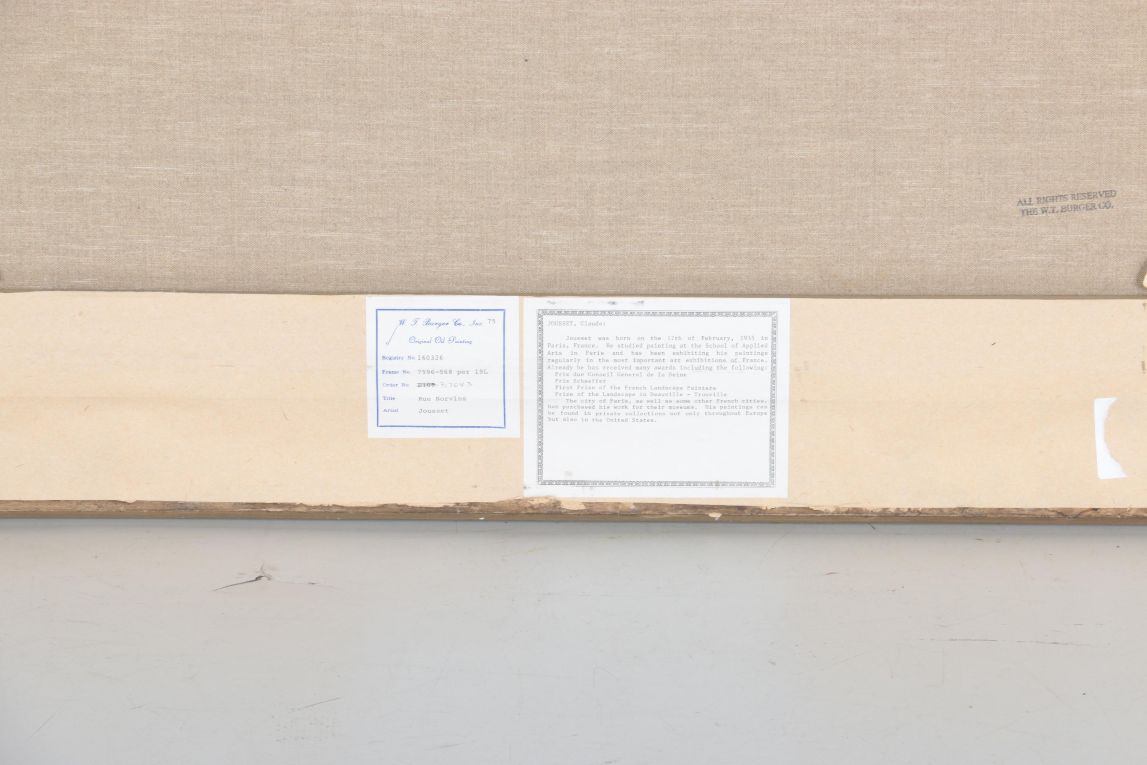 Claude Jousset Oil Painting on Canvas "Soleil Rue Norvins"