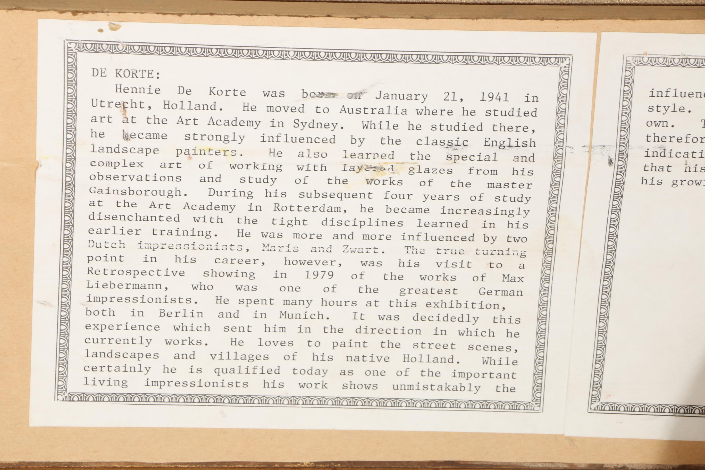 Hennie G. de Korte Oil Painting on Canvas "Luncheon"