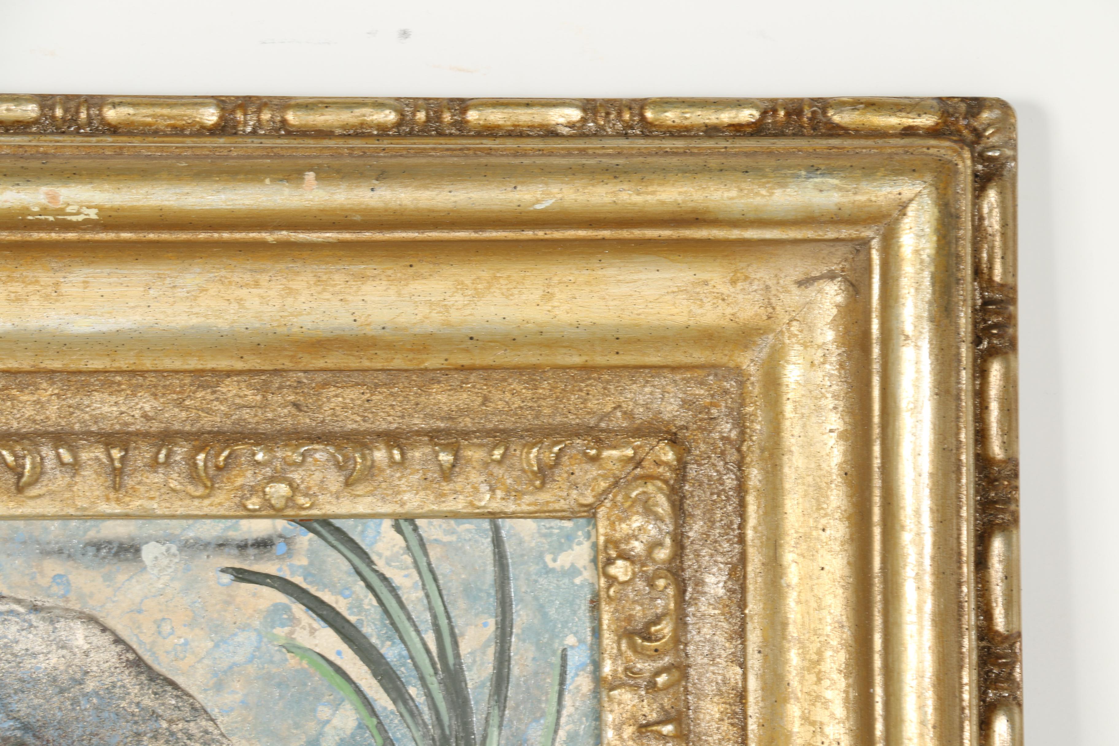 Odavie Oil and Mix Media Painting on Board "Peonies and Pine Bows"