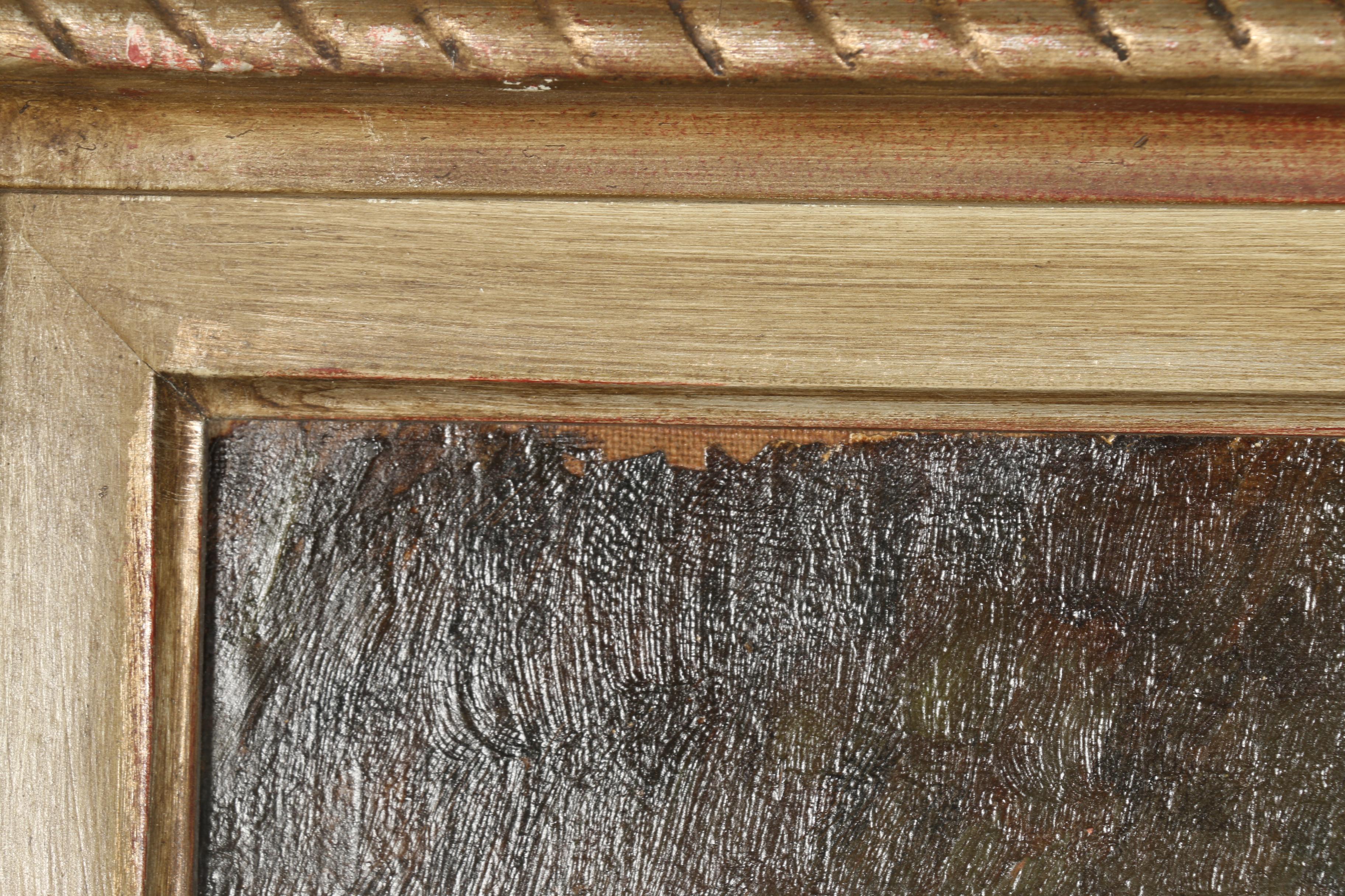 G.O Owen Oil Painting on Canvas "Feeding Chickens"