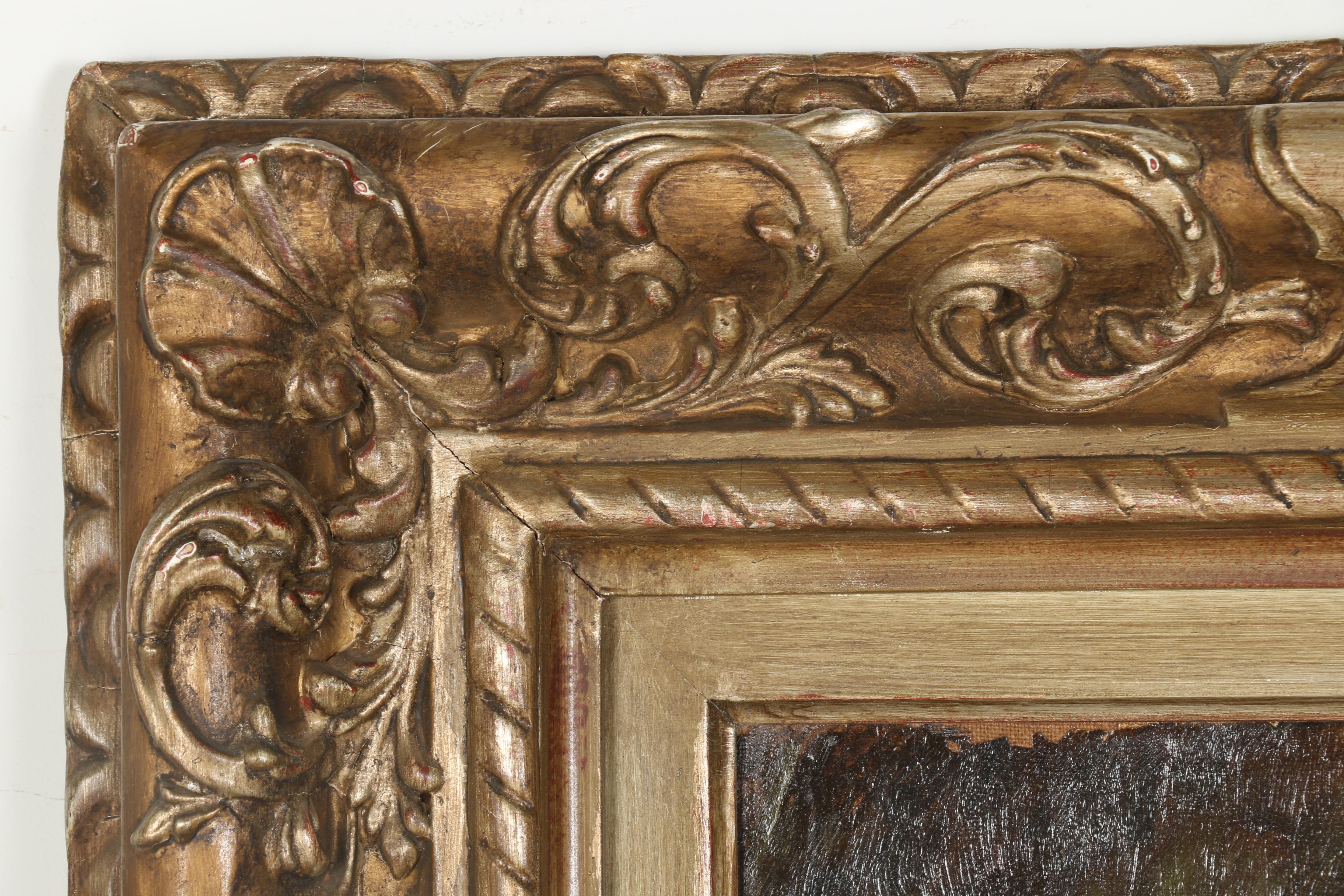 G.O Owen Oil Painting on Canvas "Feeding Chickens"