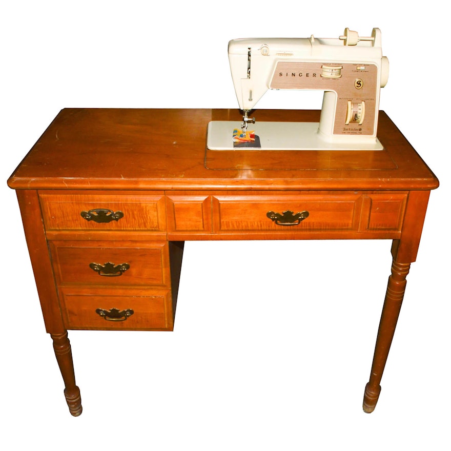Vintage Singer "Touch & Sew" Sewing Machine and Table