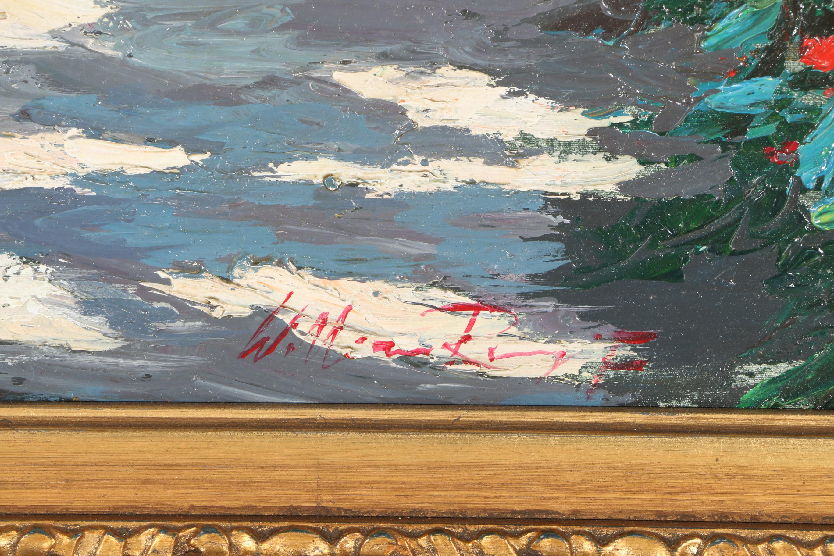 William Rengifo Oil Painting on Canvas "Coastal Scene"