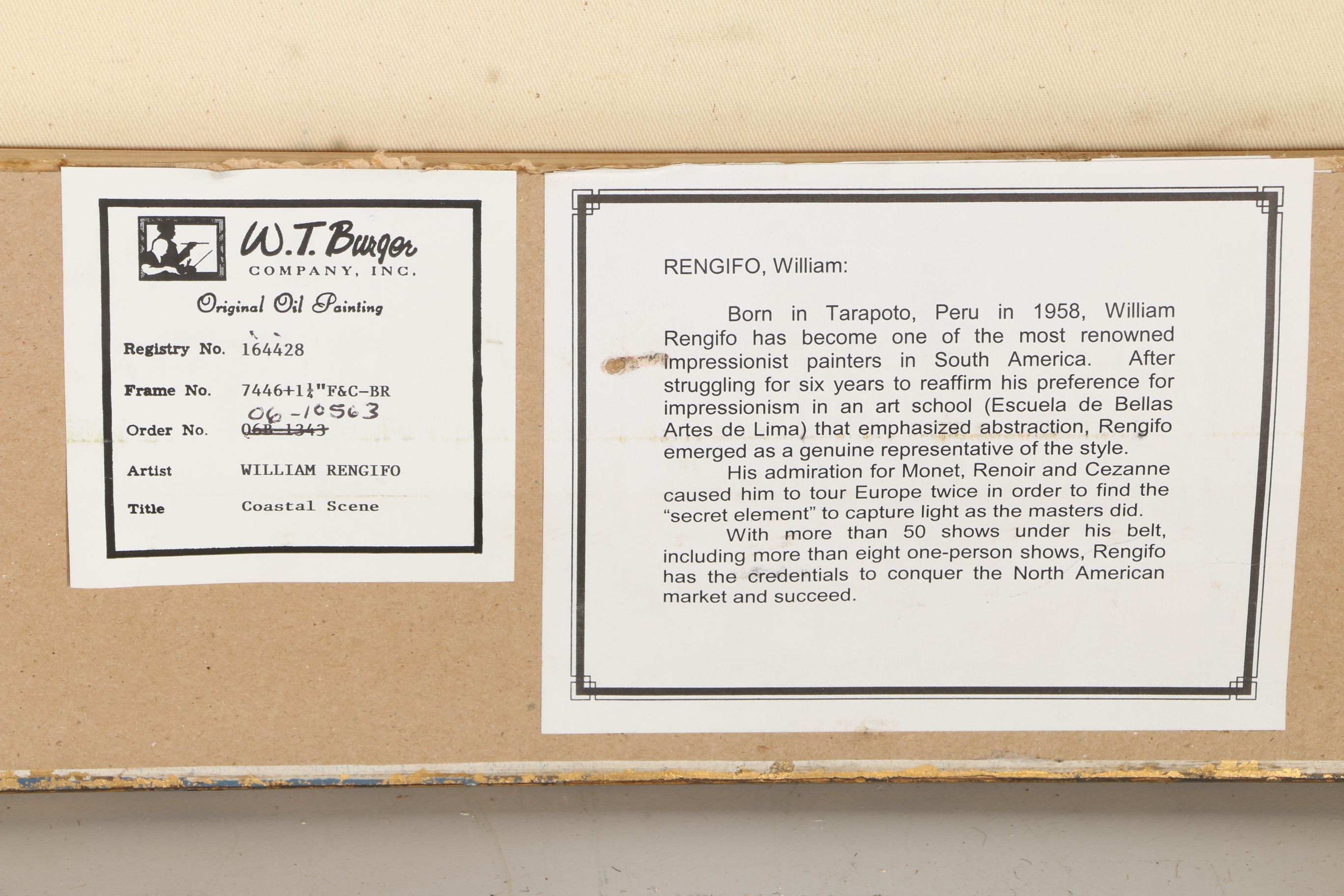 William Rengifo Oil Painting on Canvas "Coastal Scene"