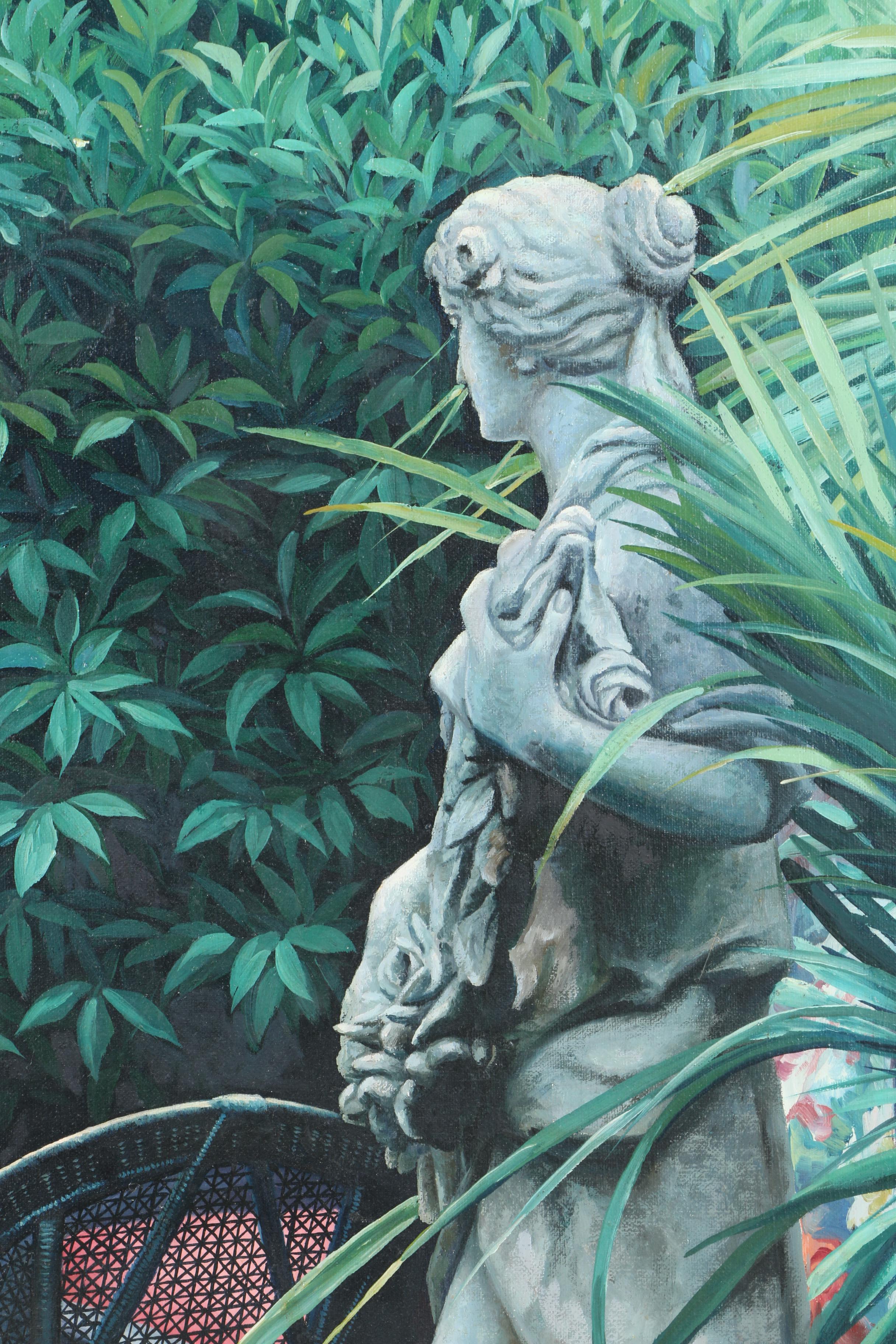 S.H. Lee Oil Painting on Canvas "Garden Setting"