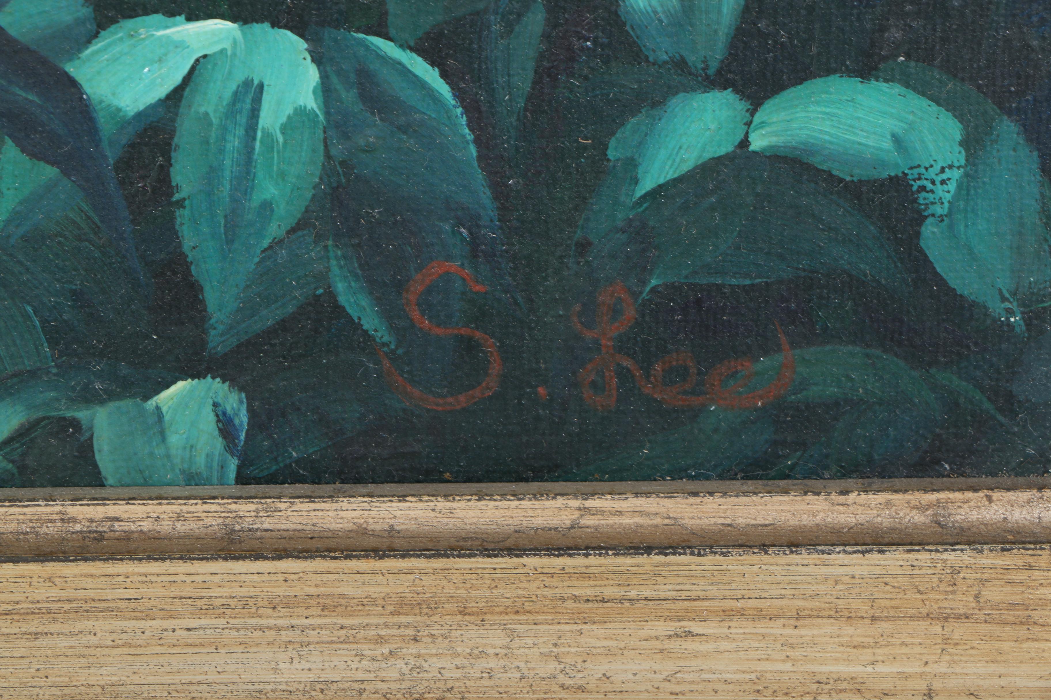 S.H. Lee Oil Painting on Canvas "Garden Setting"