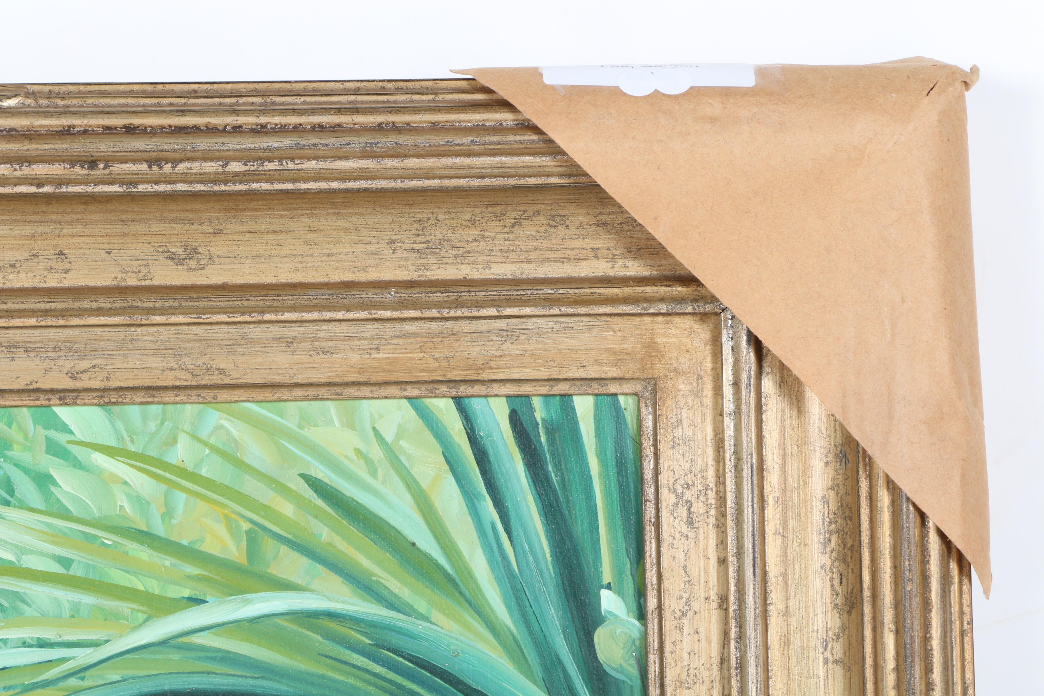 S.H. Lee Oil Painting on Canvas "Garden Setting"