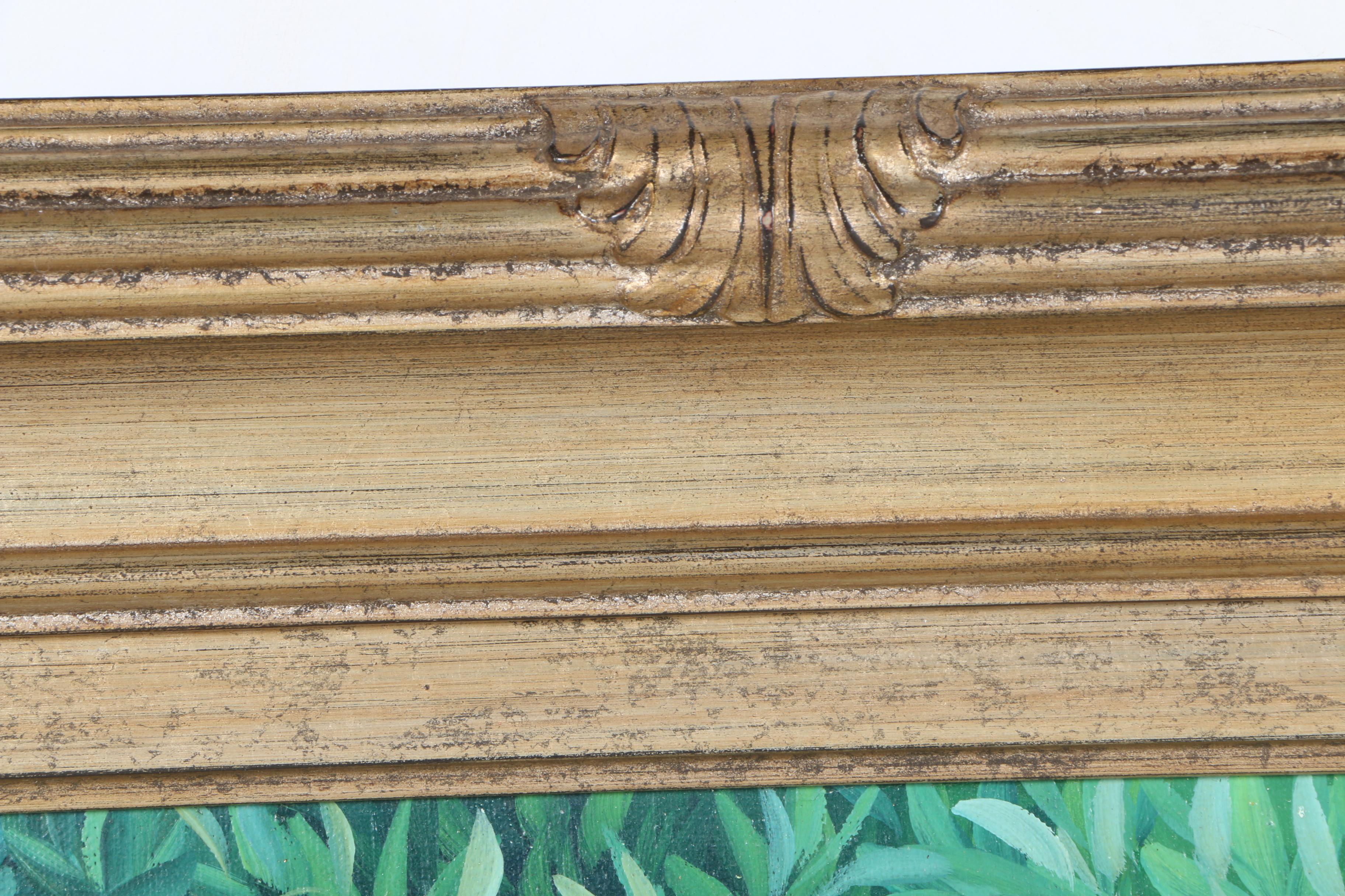 S.H. Lee Oil Painting on Canvas "Garden Setting"