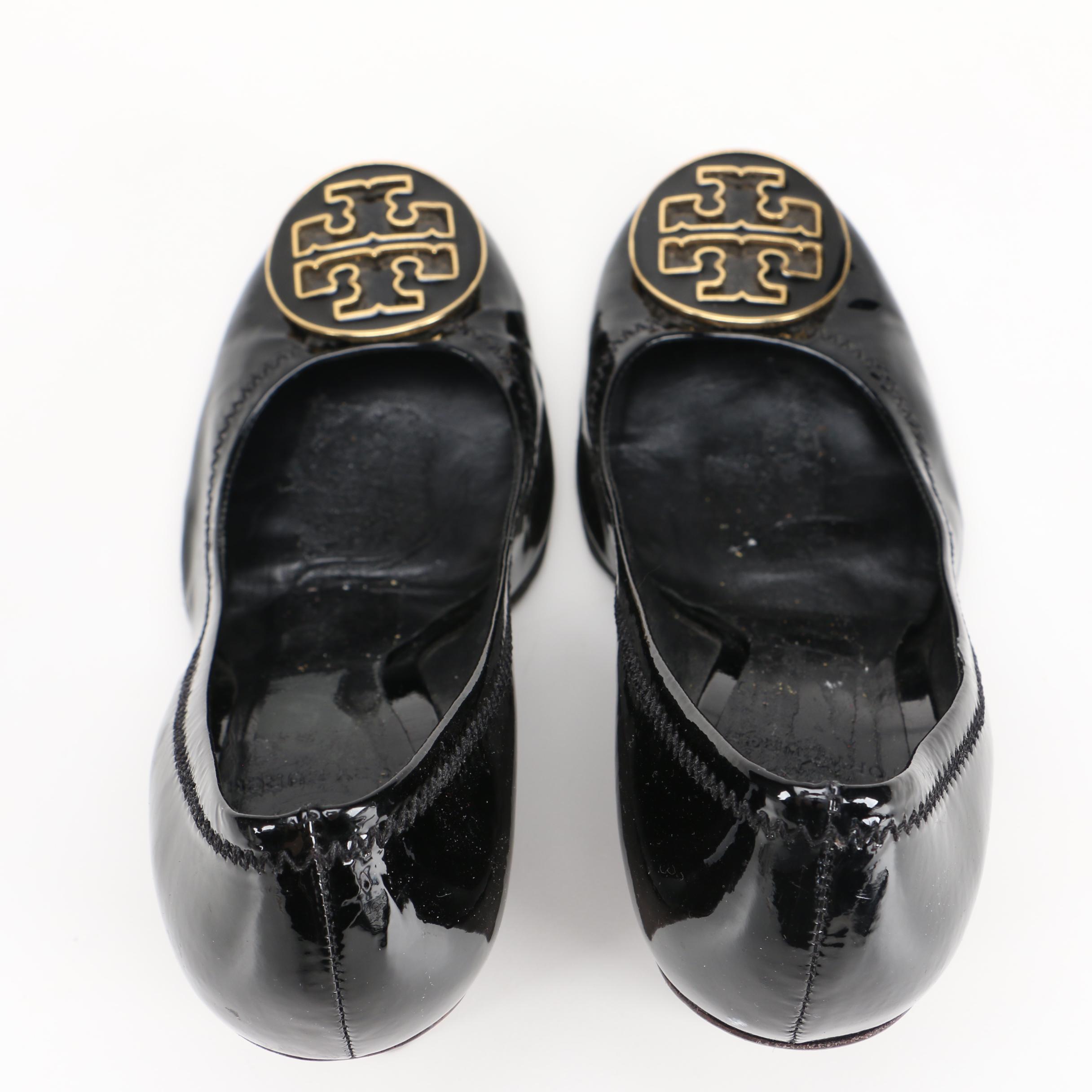 Tory Burch Black Leather Wedges