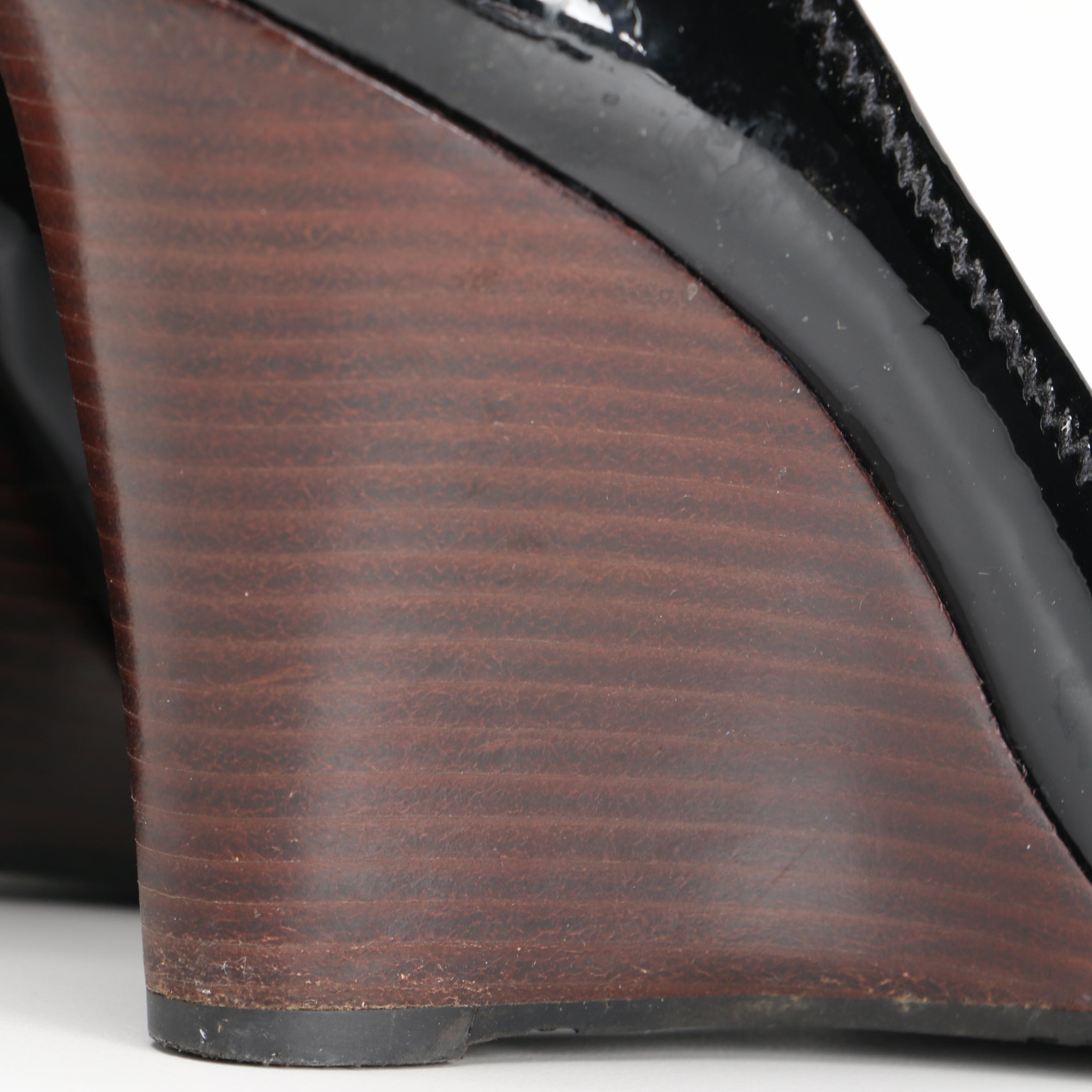 Tory Burch Black Leather Wedges