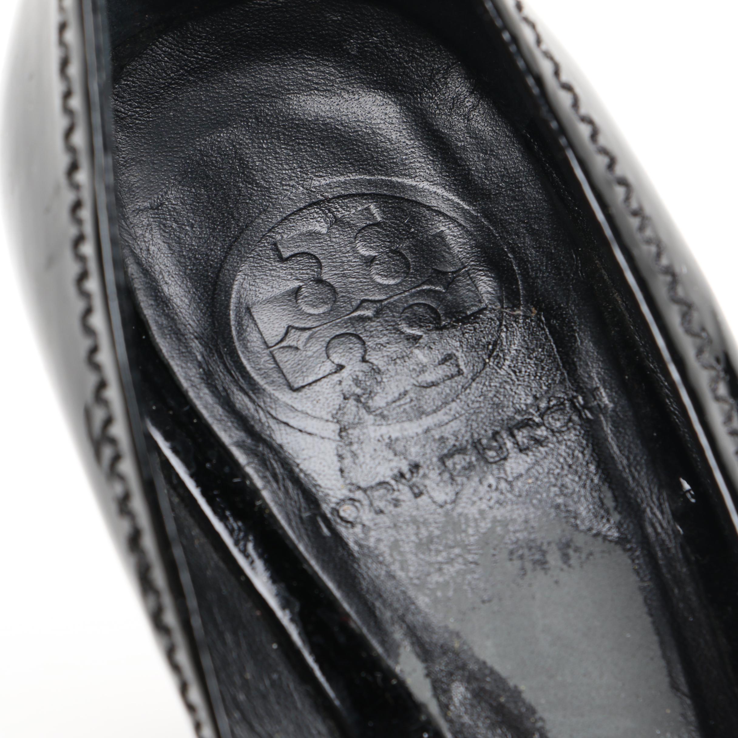 Tory Burch Black Leather Wedges