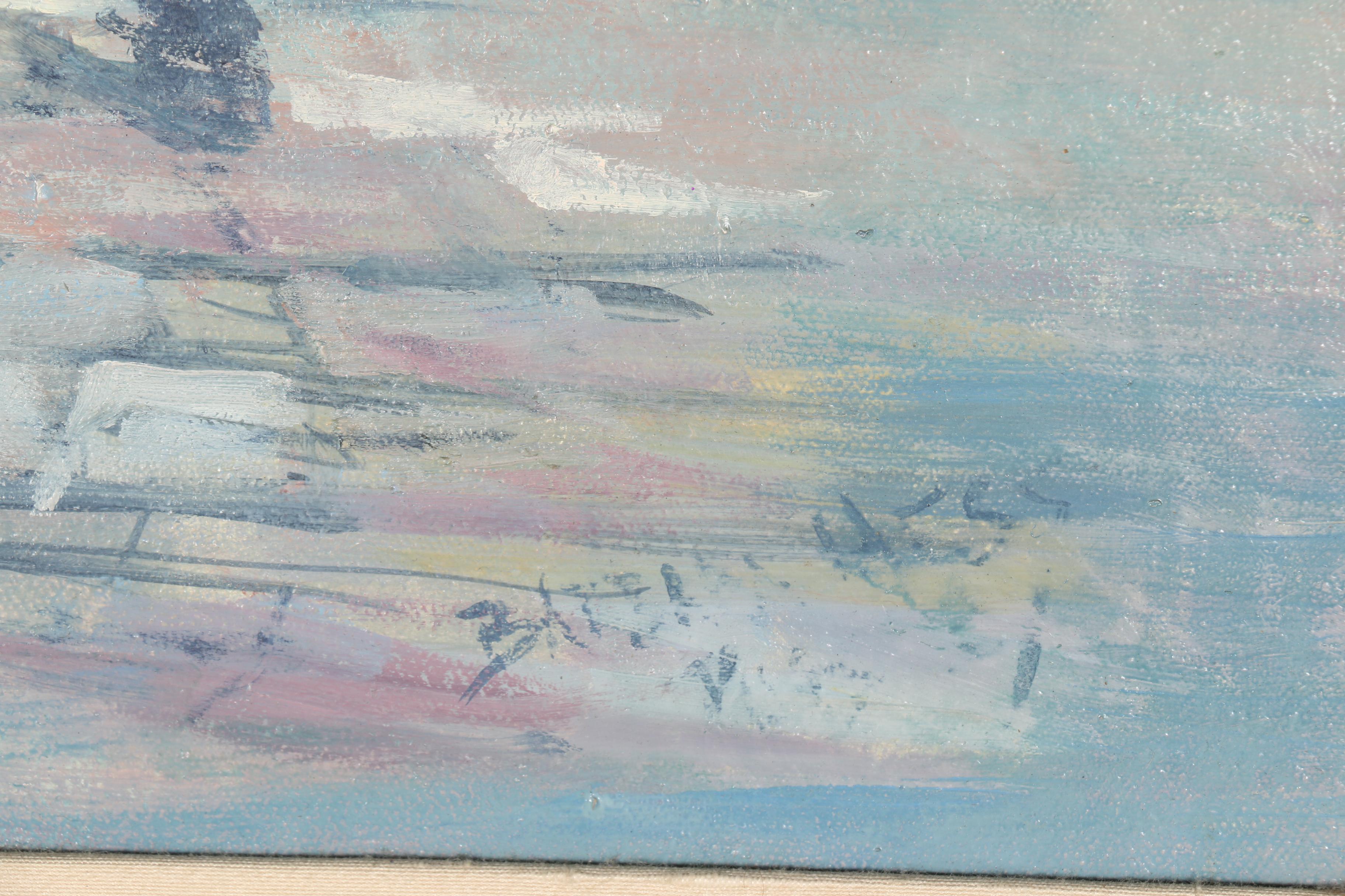 Signed Original Oil Painting Of Town Scene