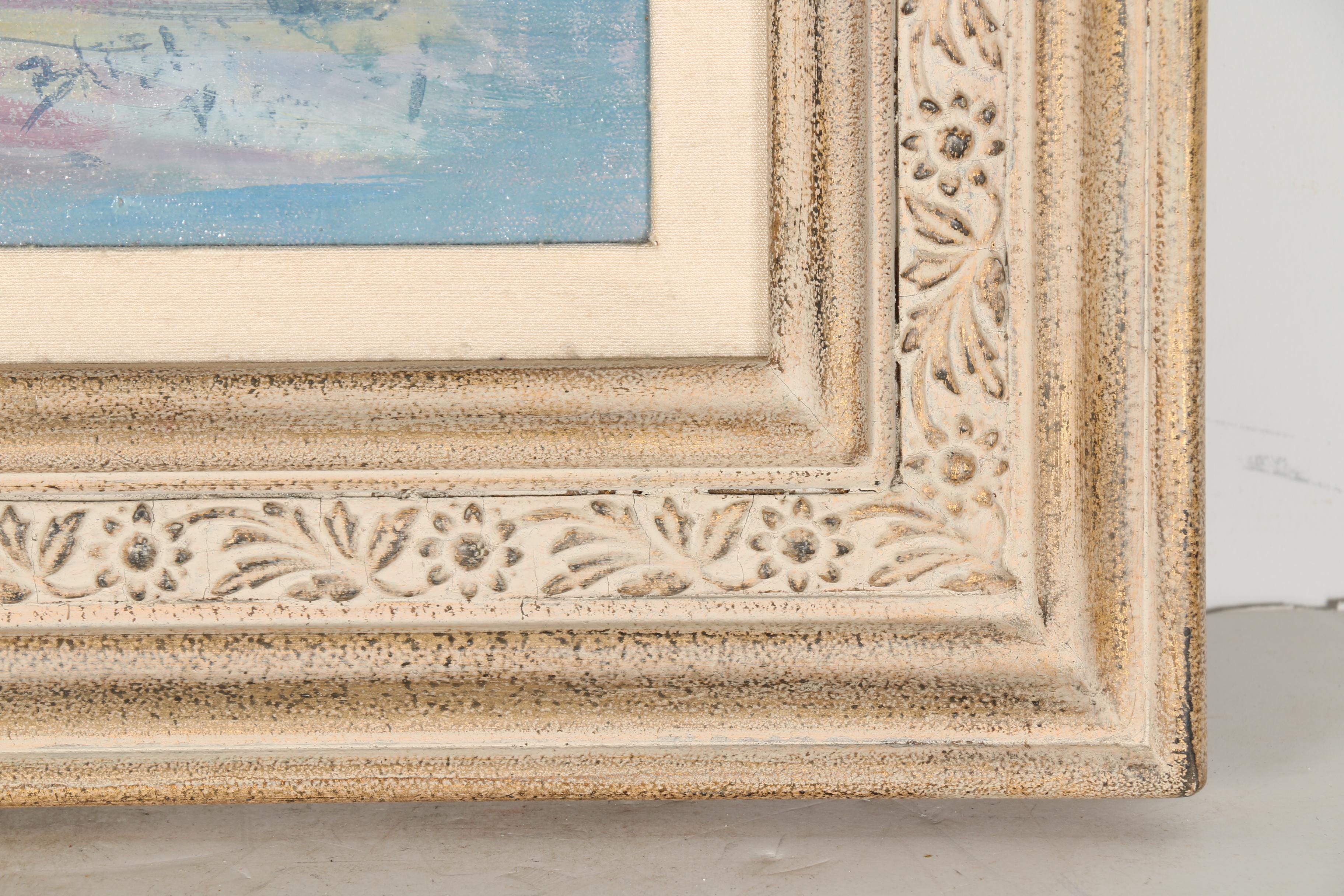 Signed Original Oil Painting Of Town Scene