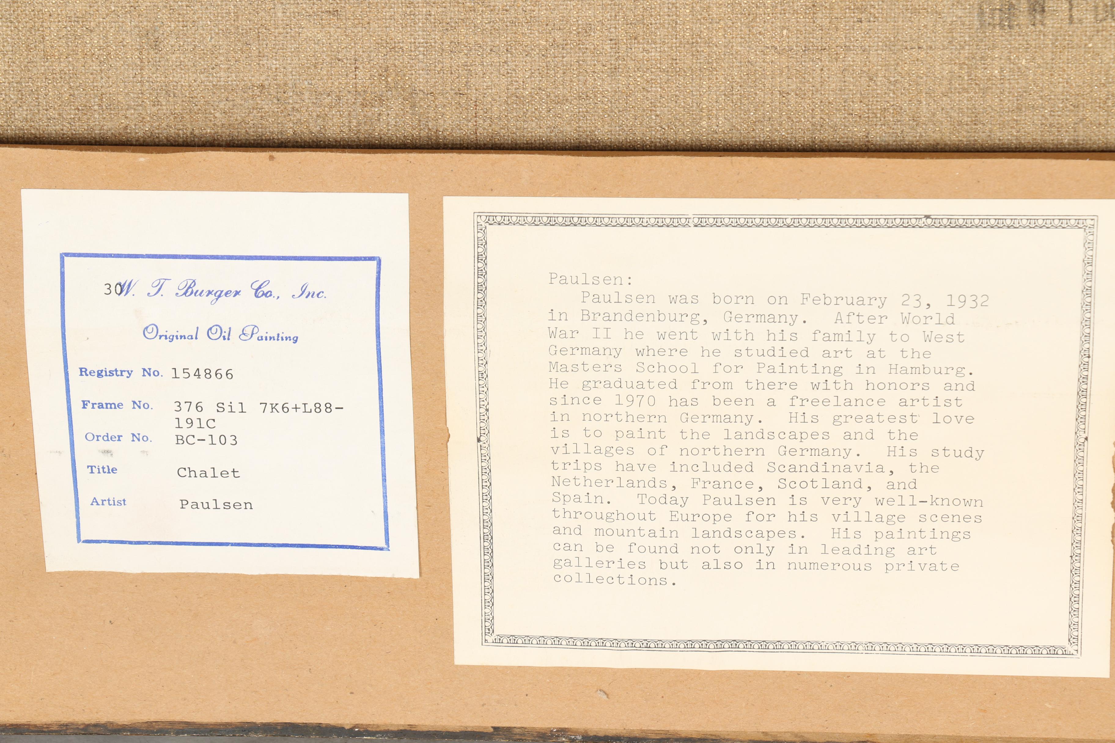 Erich Paulsen Oil Painting of "Chalet"