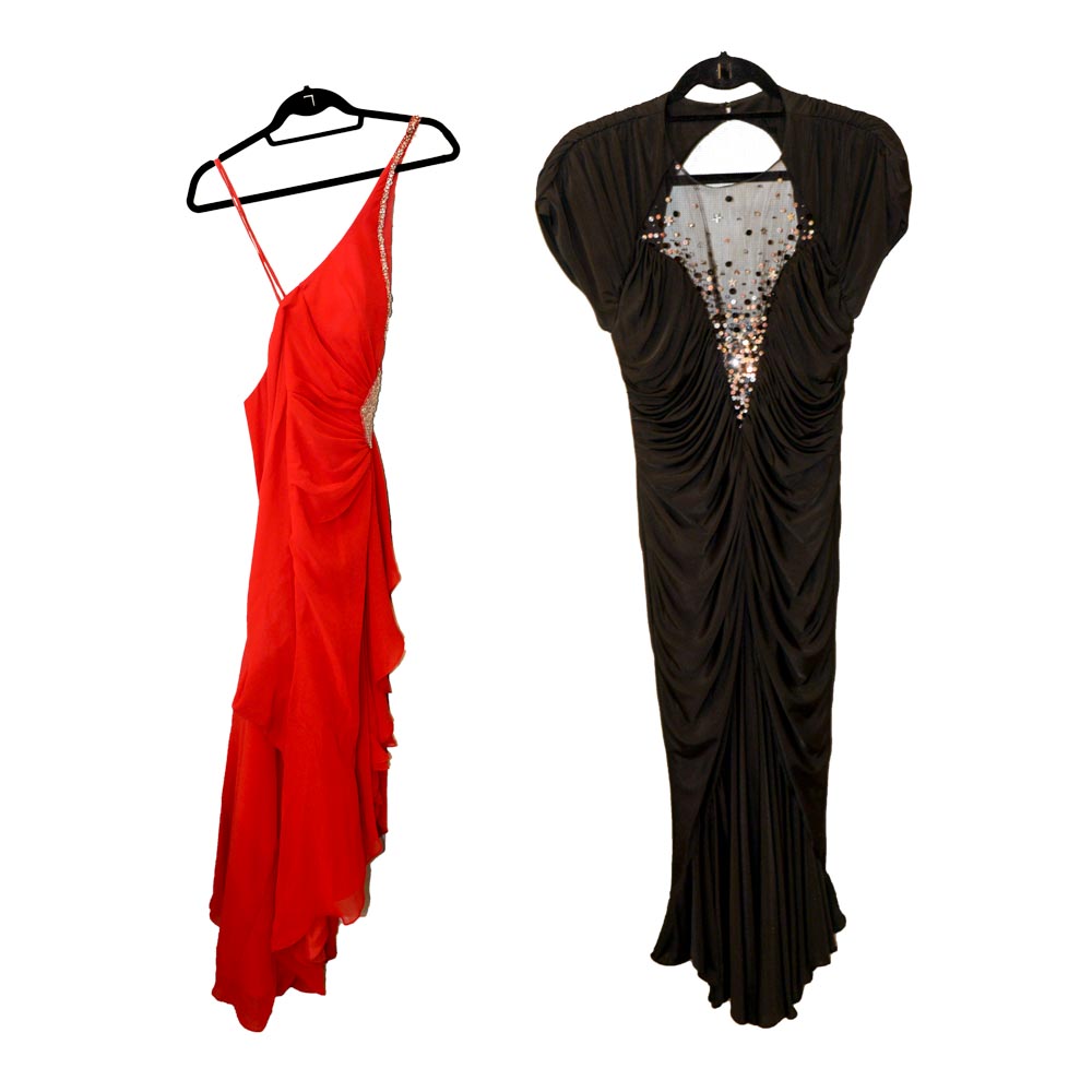 Black Lillie Rubin Evening Gown and Red Dress