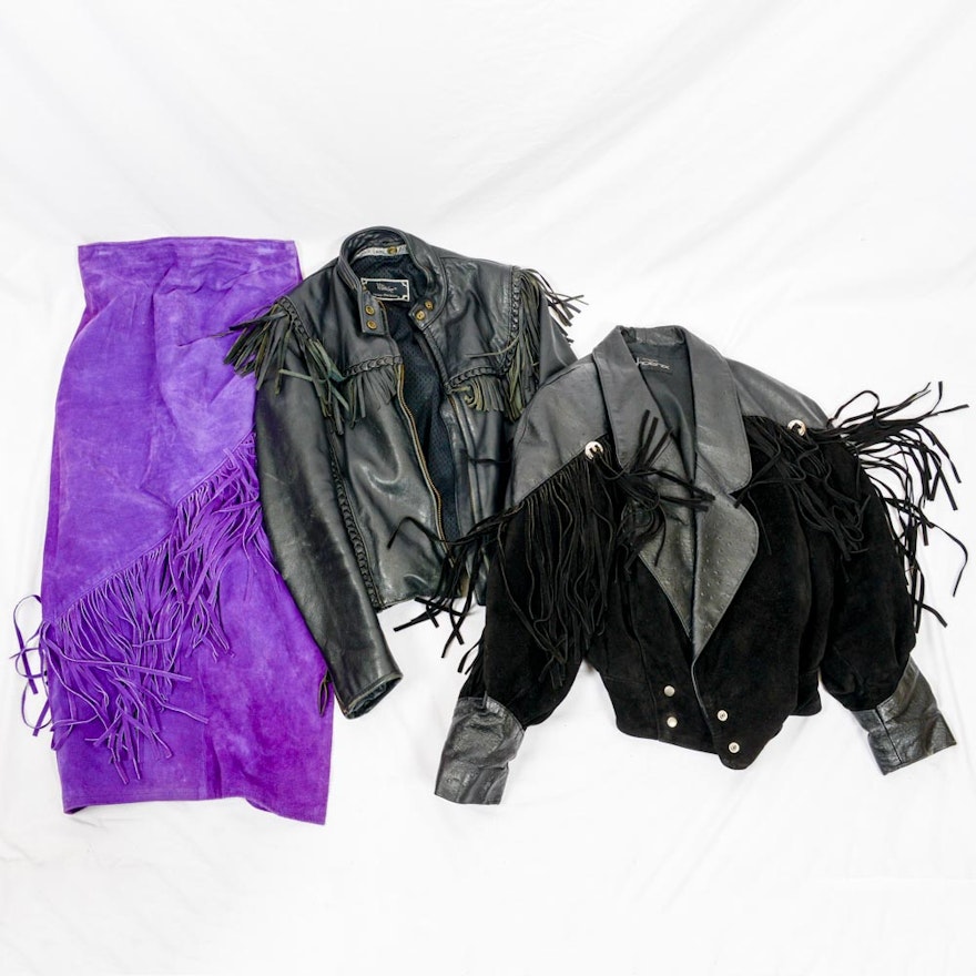 Suede Skirt and Two Genuine Leather Jackets