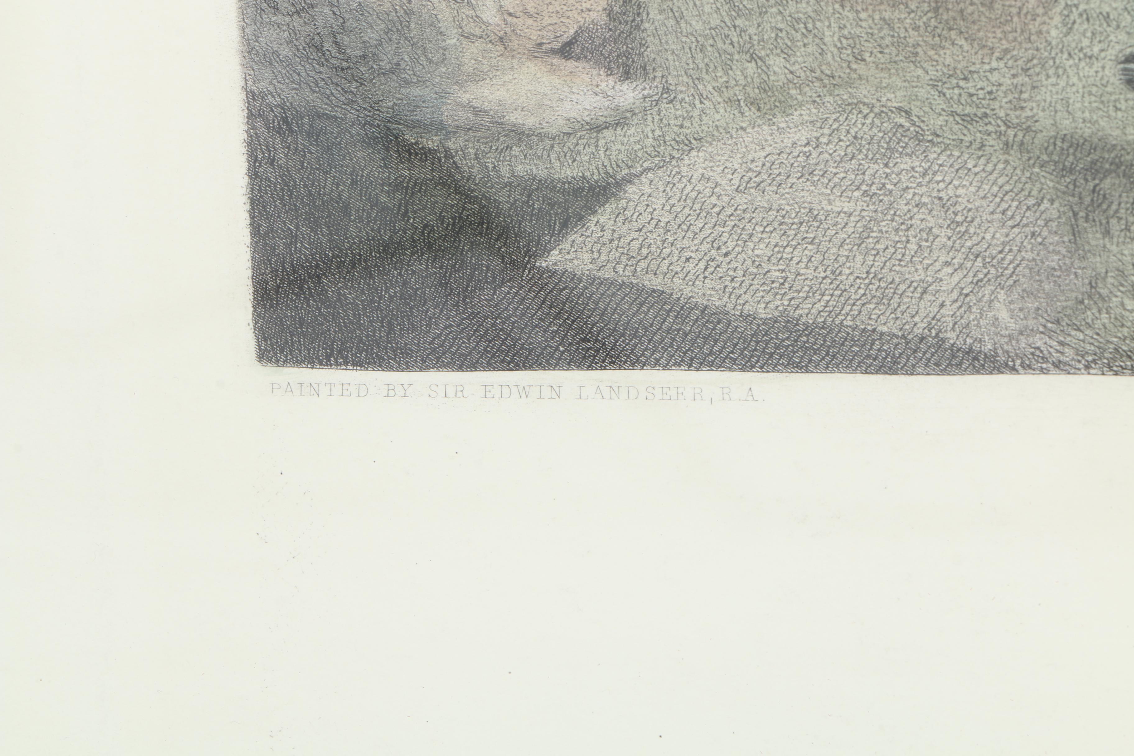 Edwin Landseer Hand Colored Engraving "Highland Drover's Departure For The South"