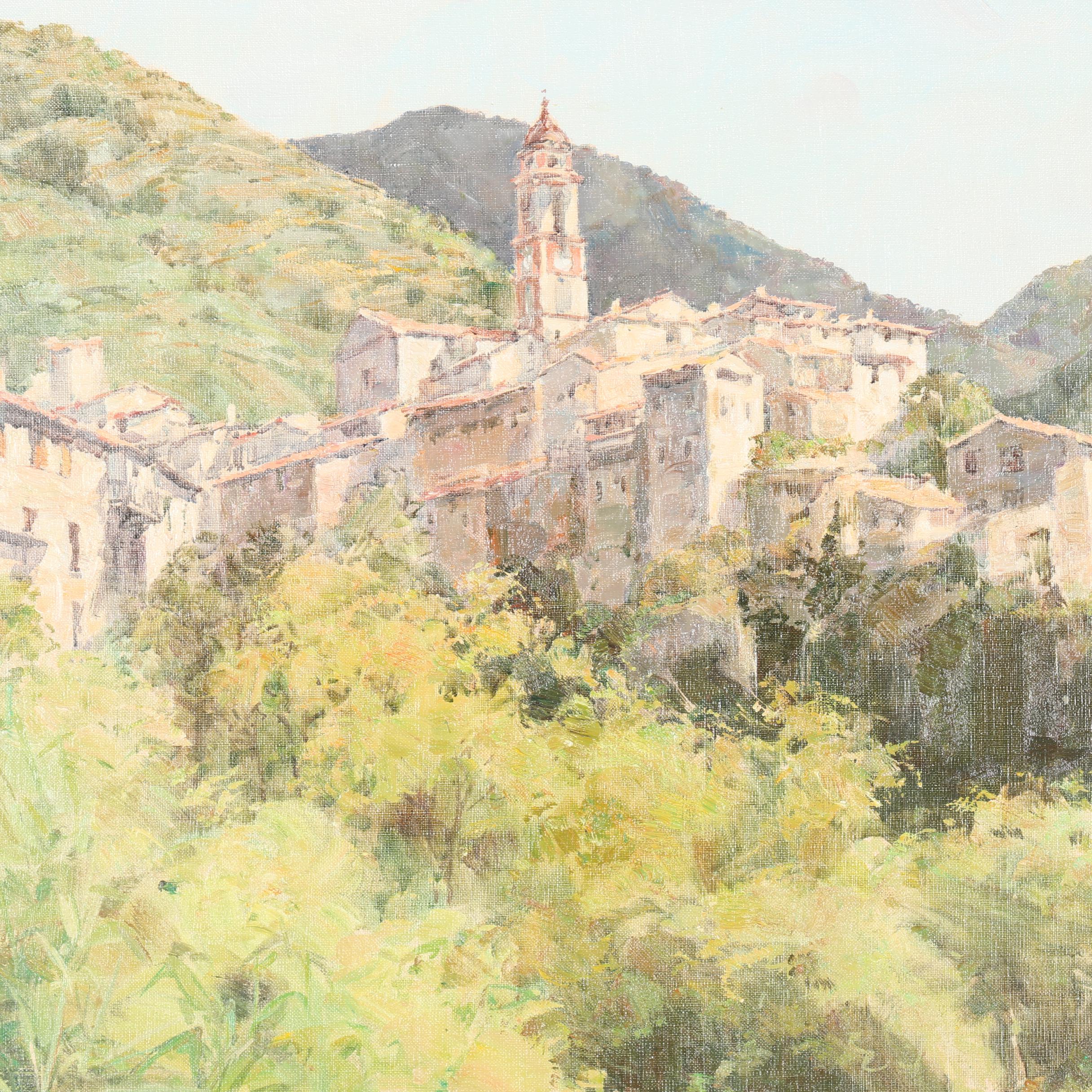 After Claude Jousset Canvas Reproduction of "Soleil sur le Village Haute Provence"