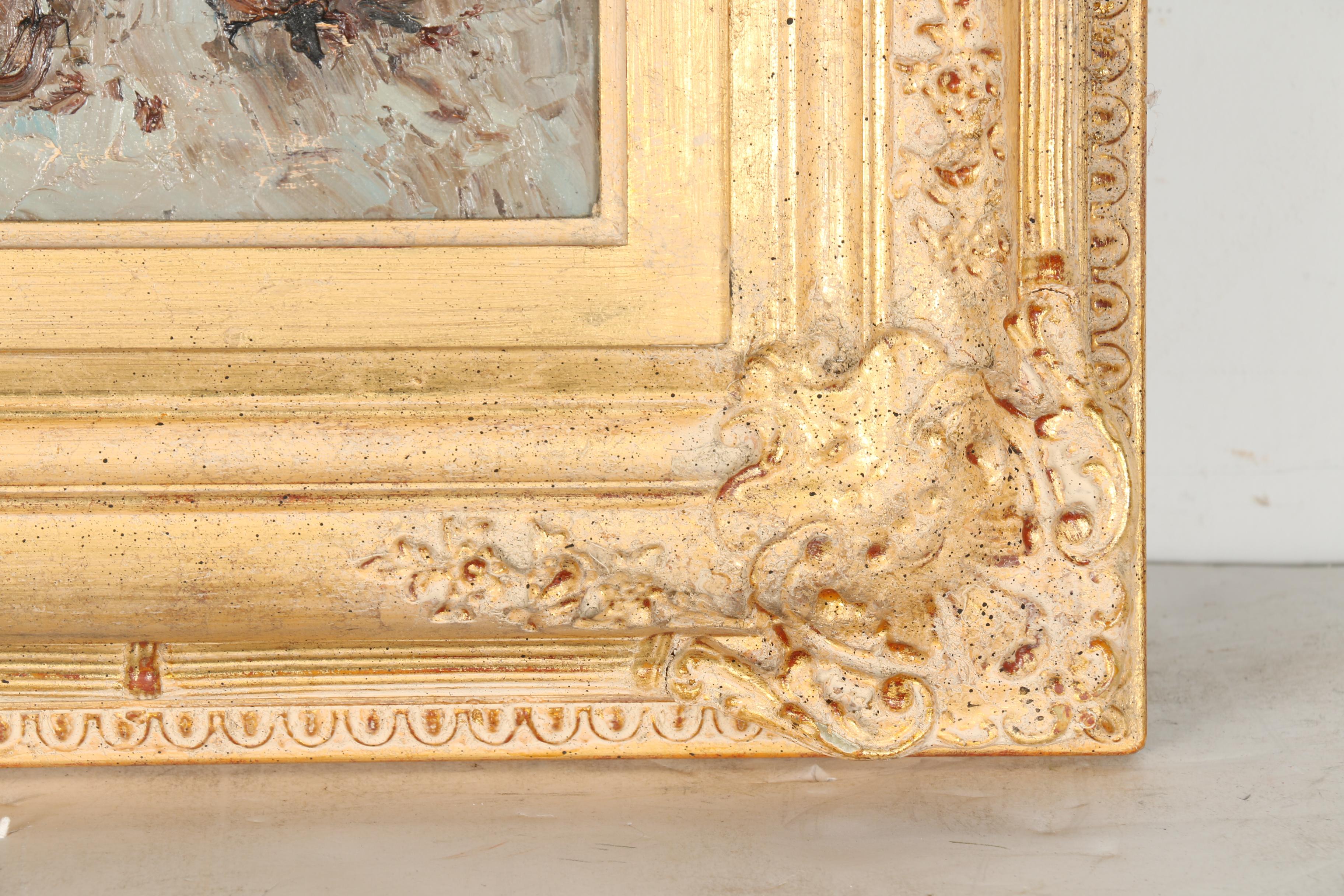 Willi Bauer Oil Painting on Canvas "Flower Market"