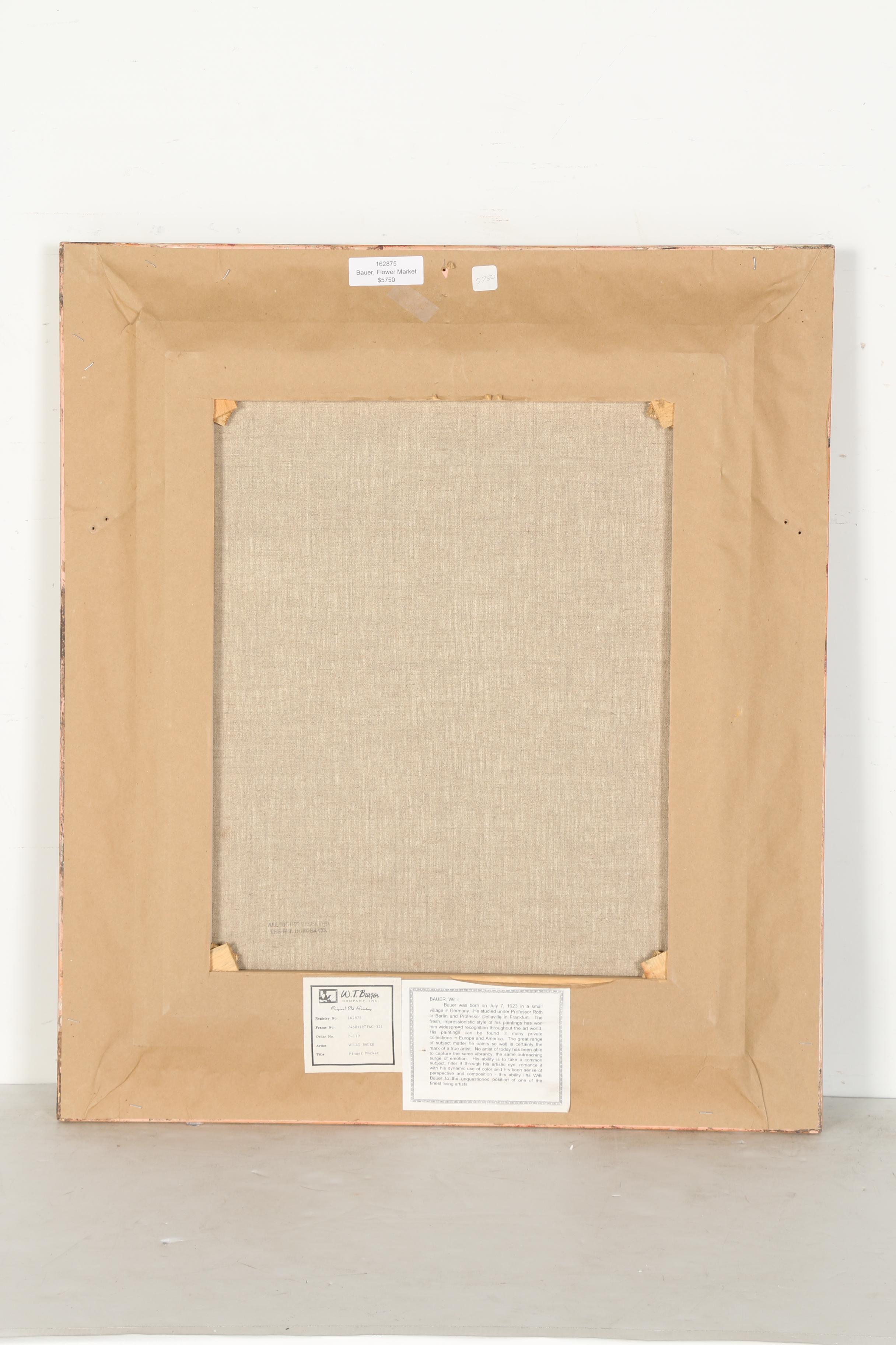 Willi Bauer Oil Painting on Canvas "Flower Market"