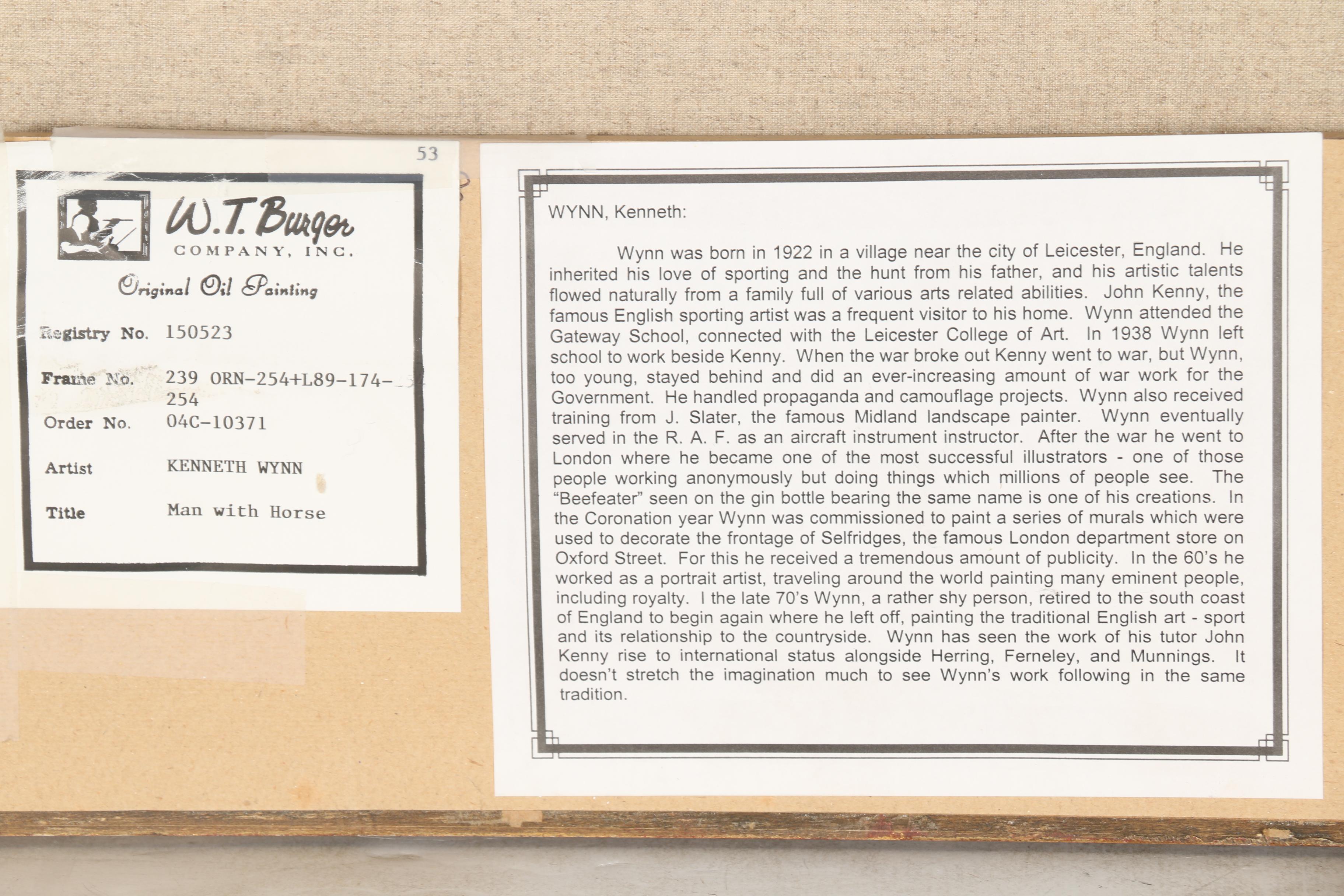 Kenneth Wynn Oil on Canvas "Man With Horse"