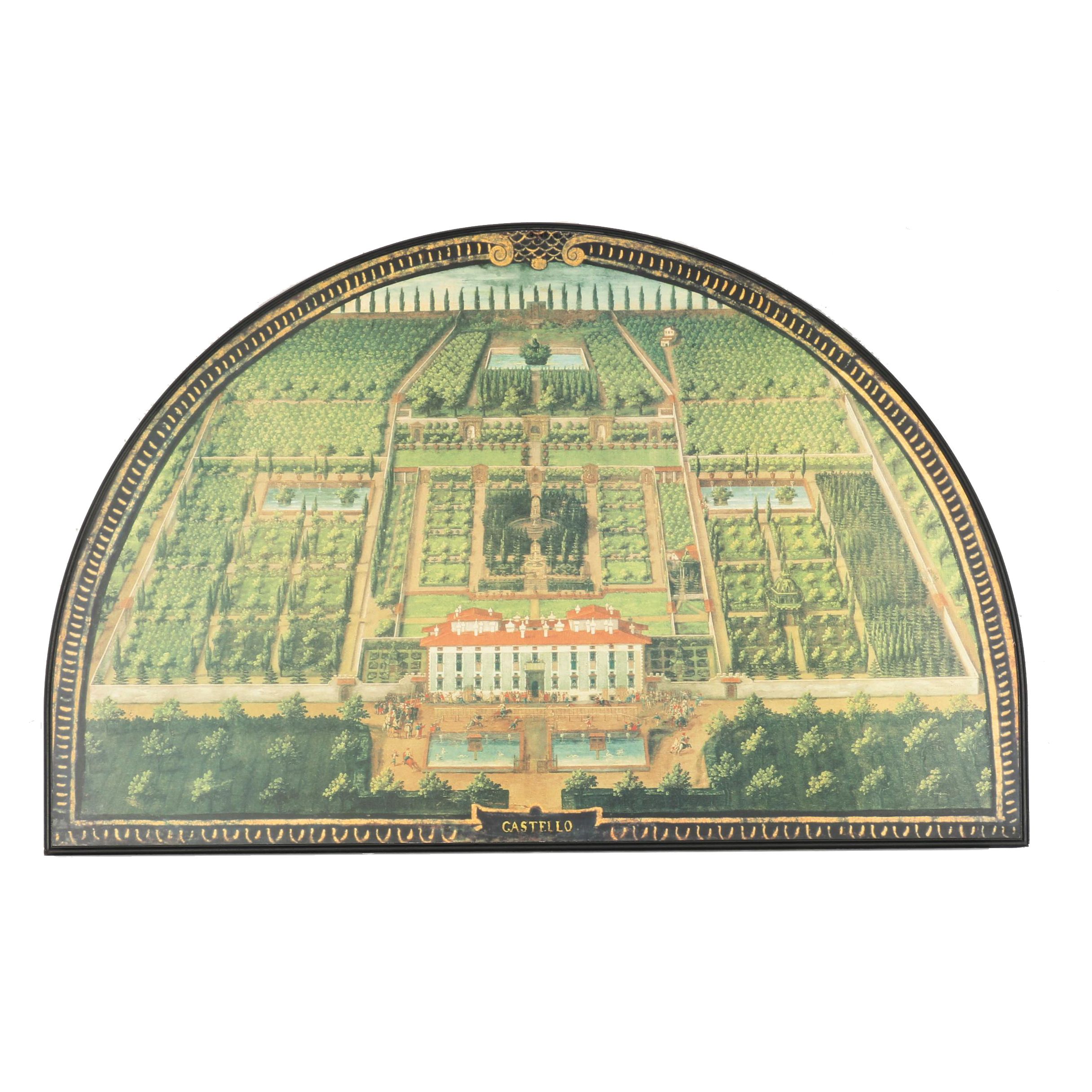 Giusto Utens Lunette Offset Lithograph on Paper of Medici Villa