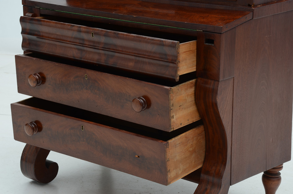 1840s Mahogany Empire Secretary Desk