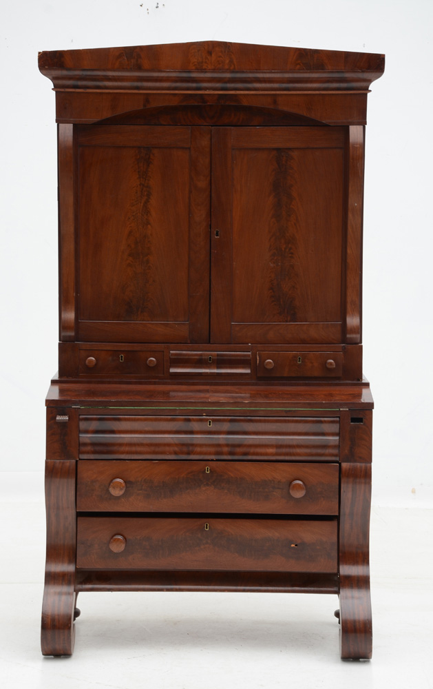 1840s Mahogany Empire Secretary Desk