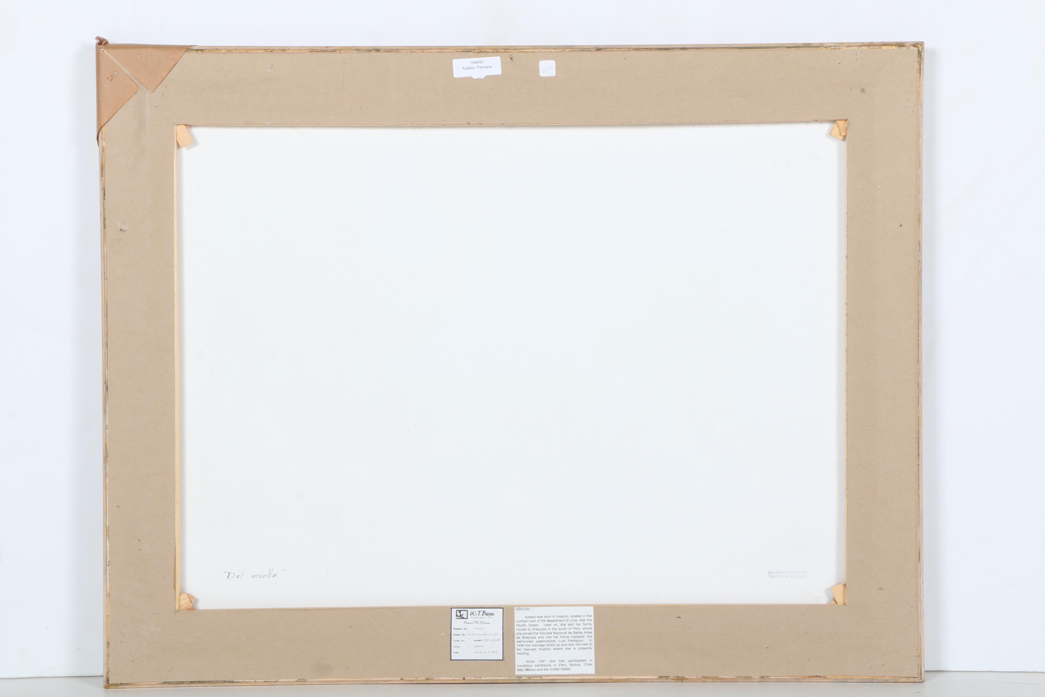 Azalea Signed Oil Painting on Canvas "Birds on a Deck"