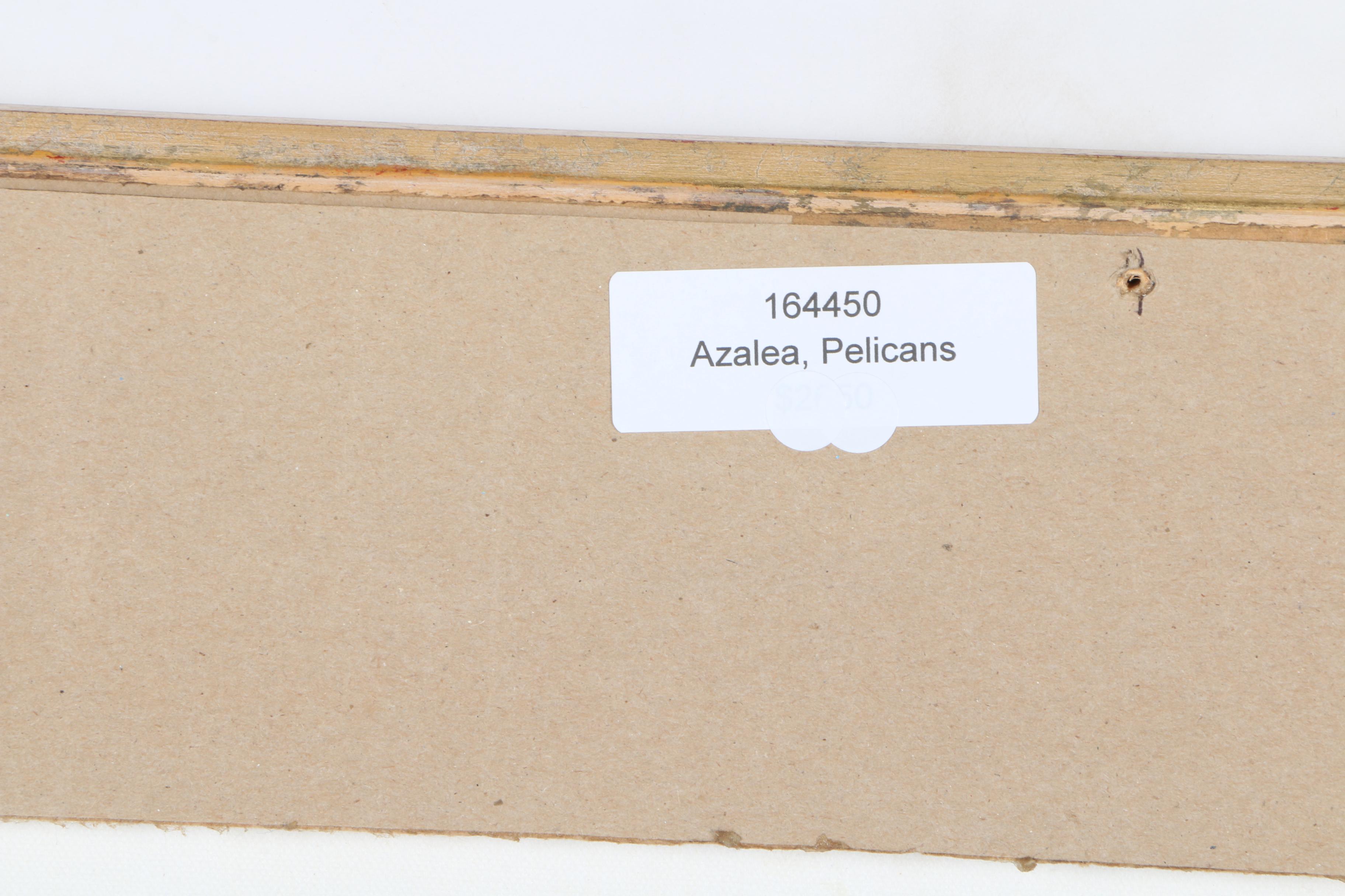 Azalea Signed Oil Painting on Canvas "Birds on a Deck"