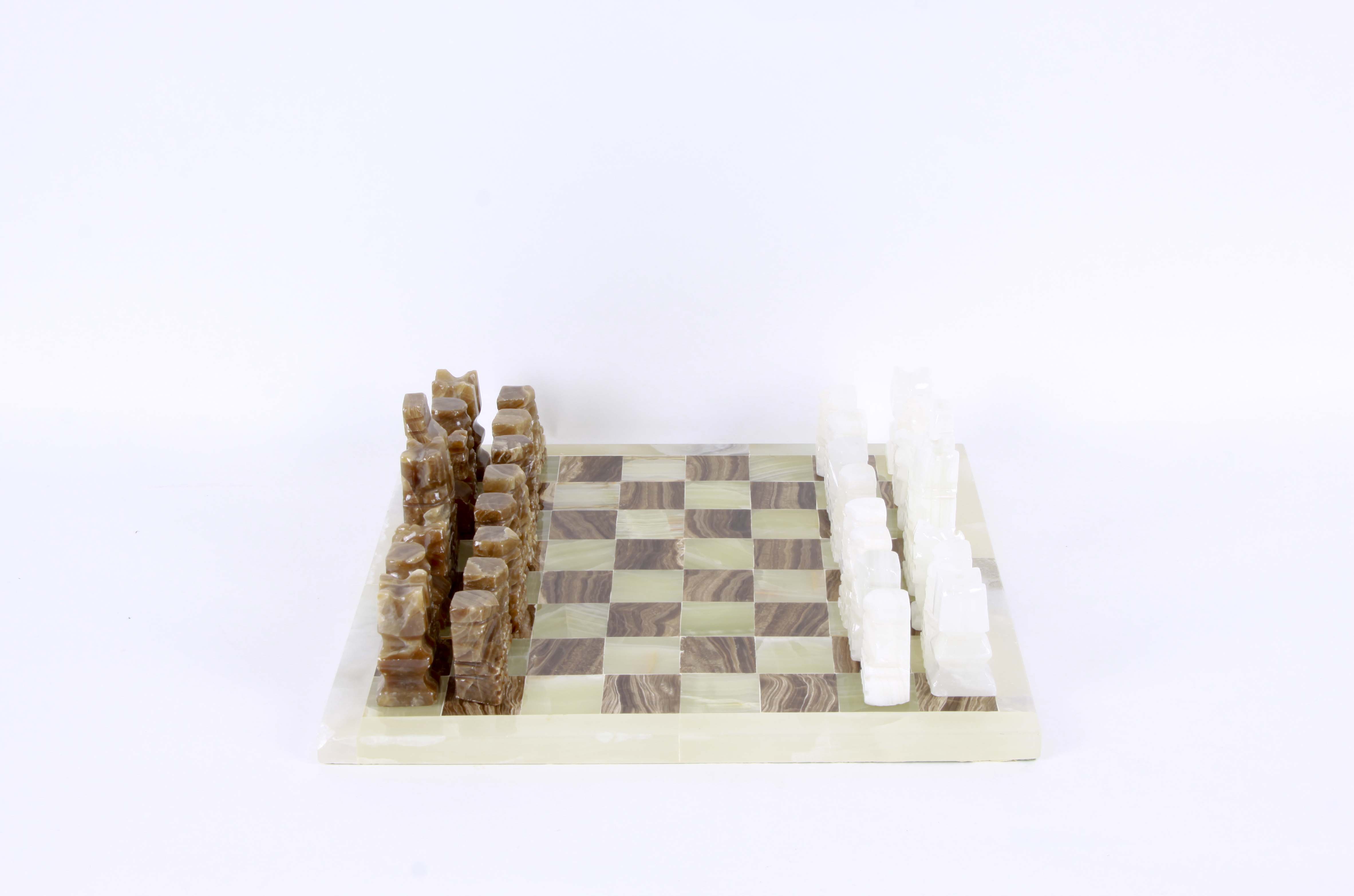 Carved Marble and Quartz Chess Set