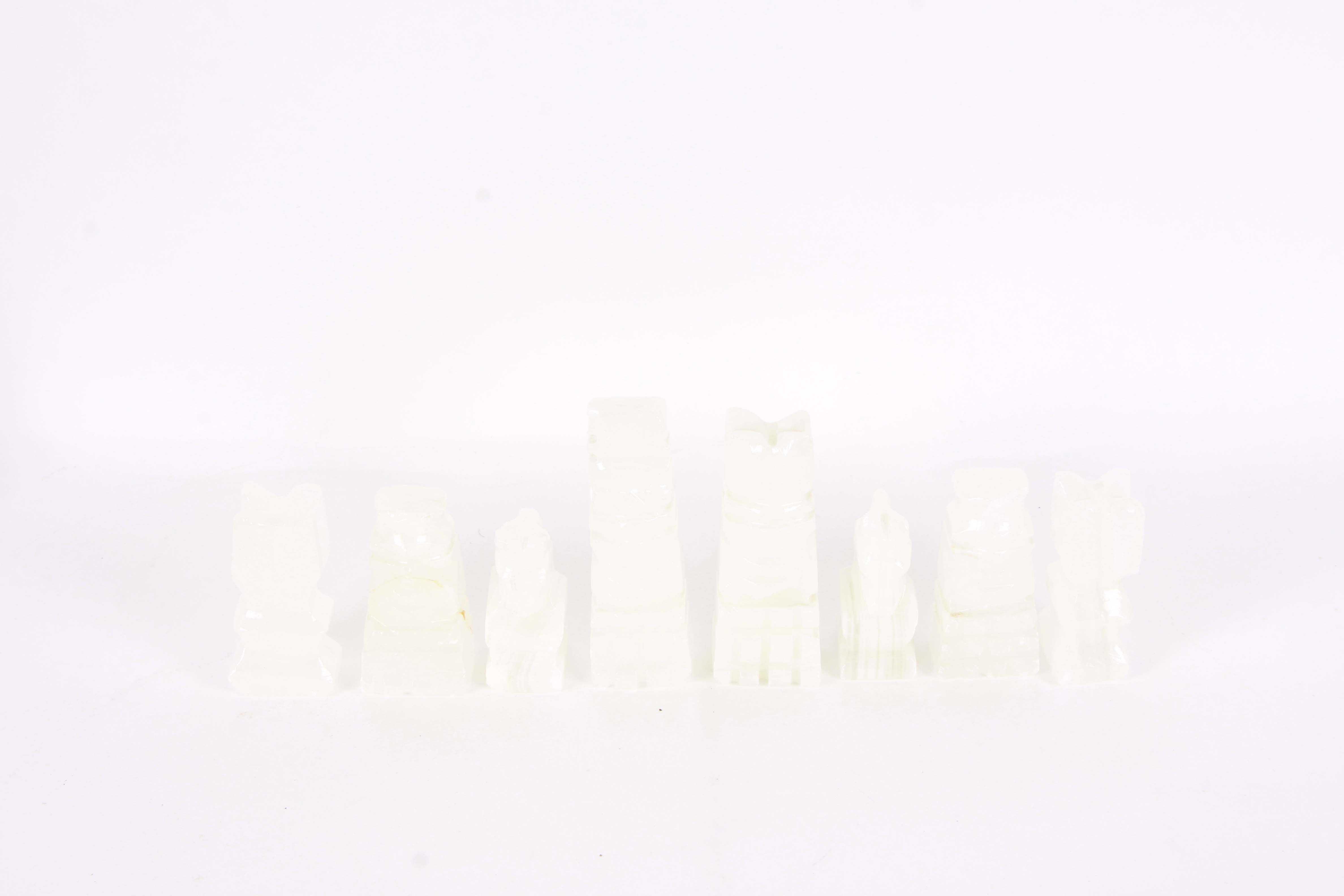 Carved Marble and Quartz Chess Set