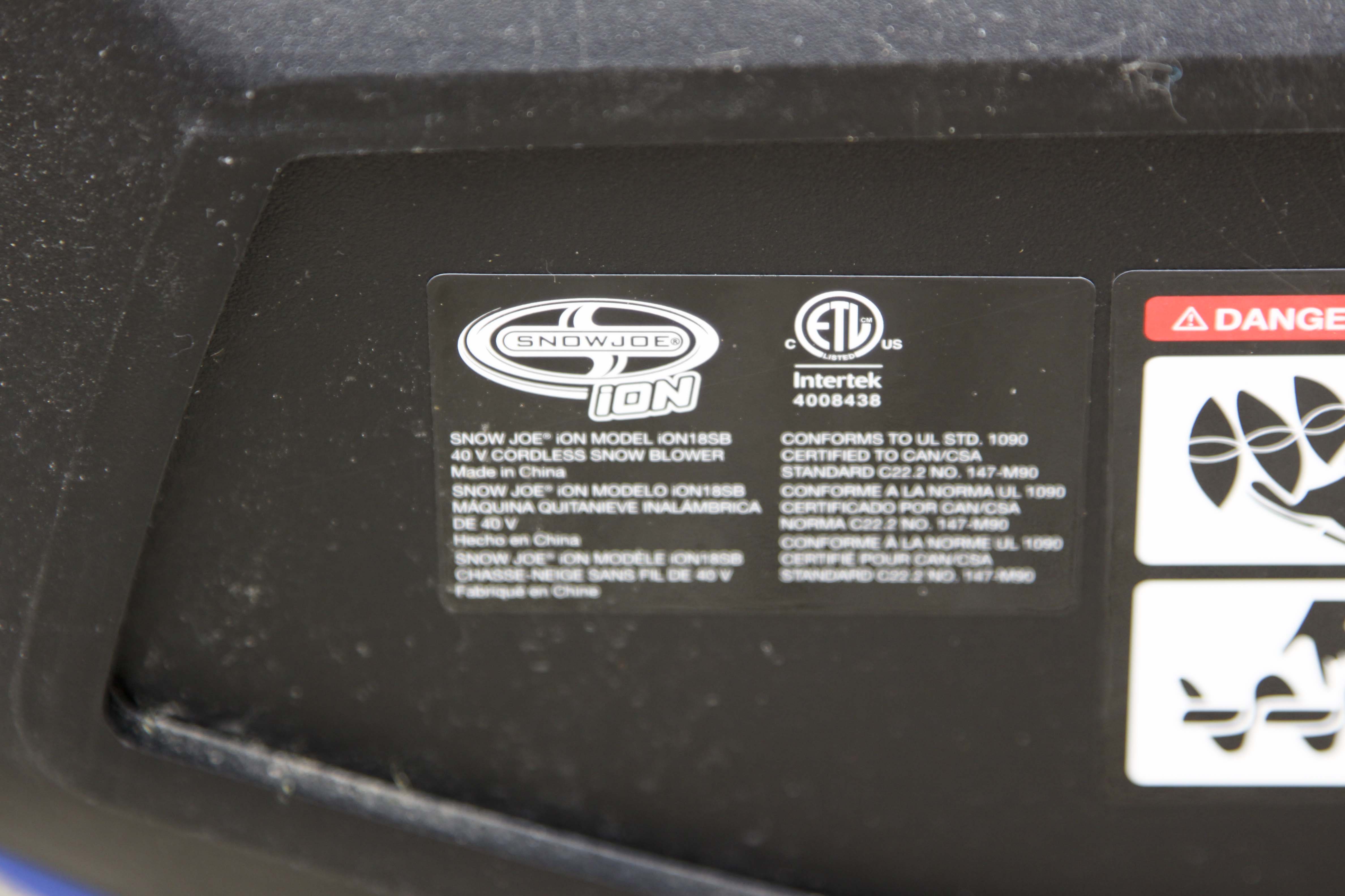 SnowJoe Ion Snowblower