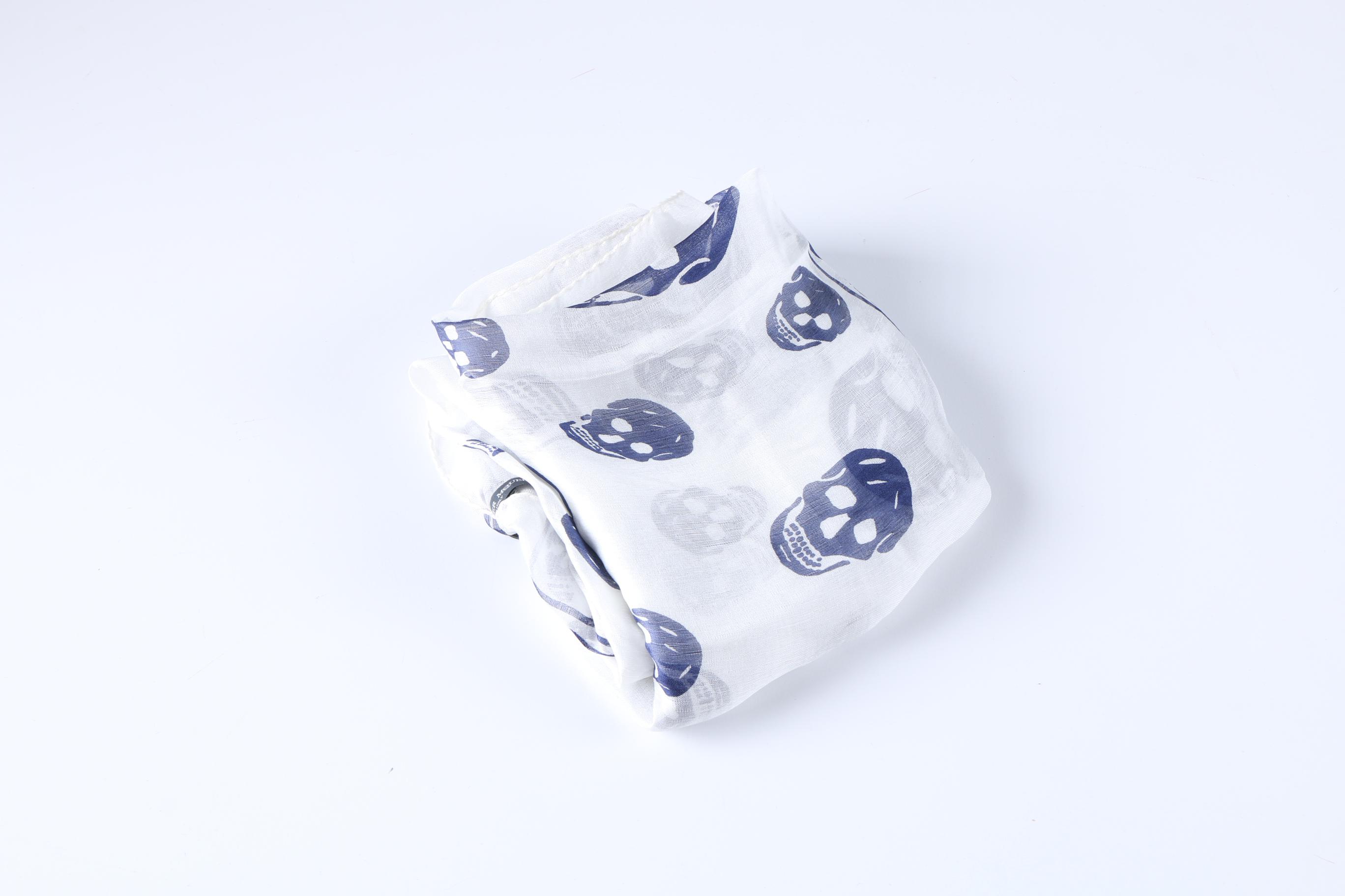 Alexander McQueen Skull-Print Chiffon Scarf