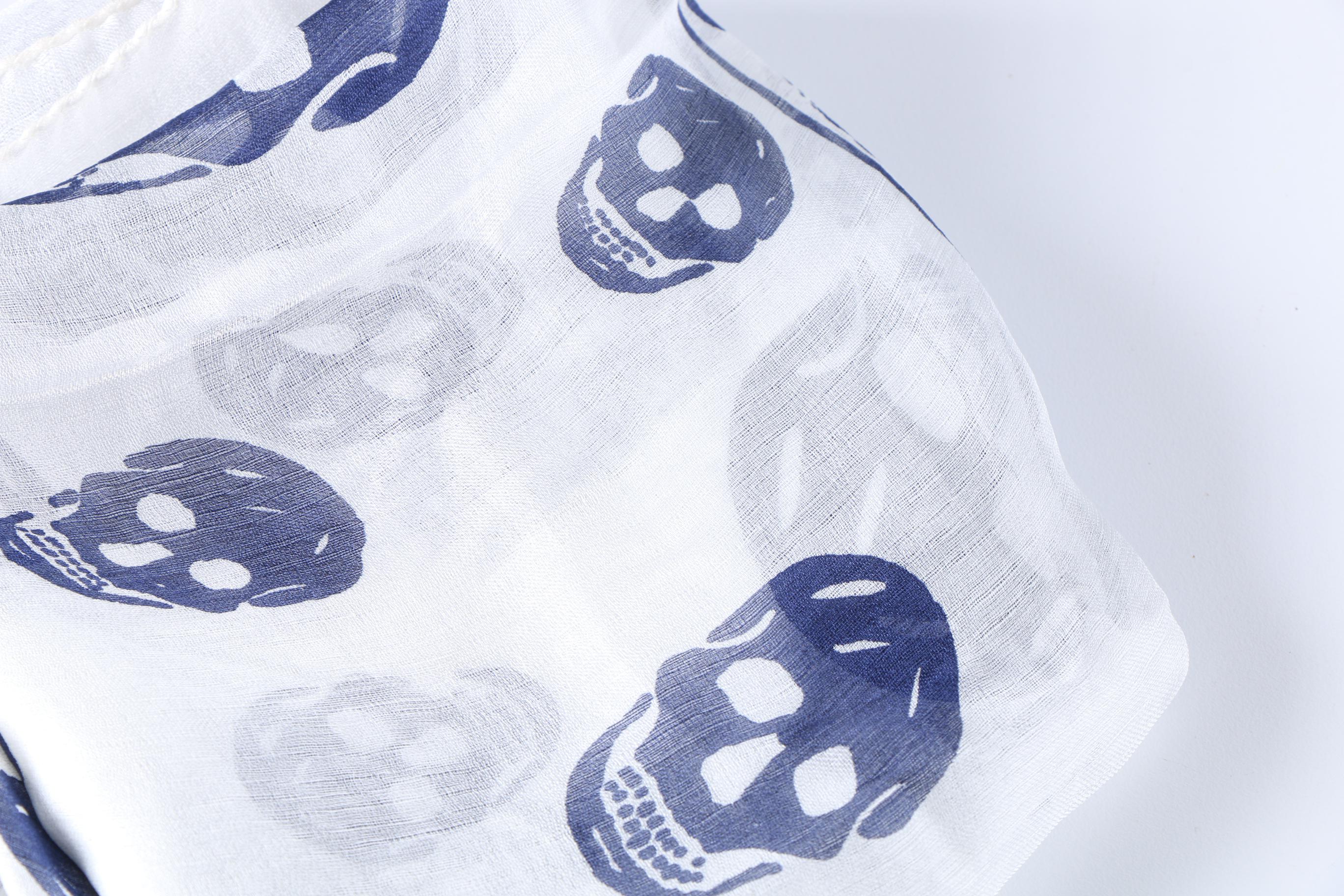 Alexander McQueen Skull-Print Chiffon Scarf