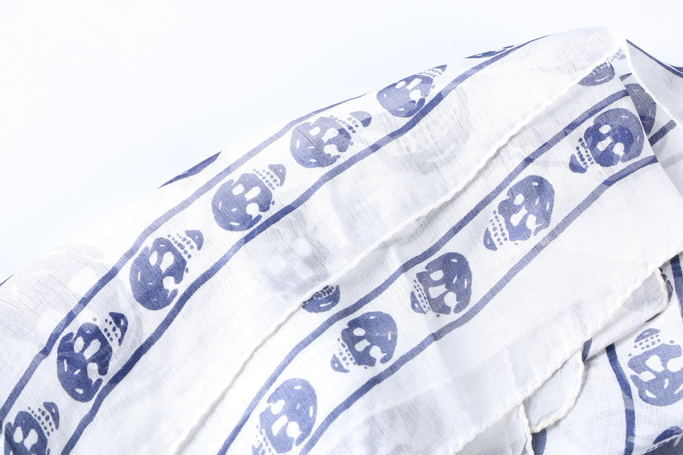 Alexander McQueen Skull-Print Chiffon Scarf