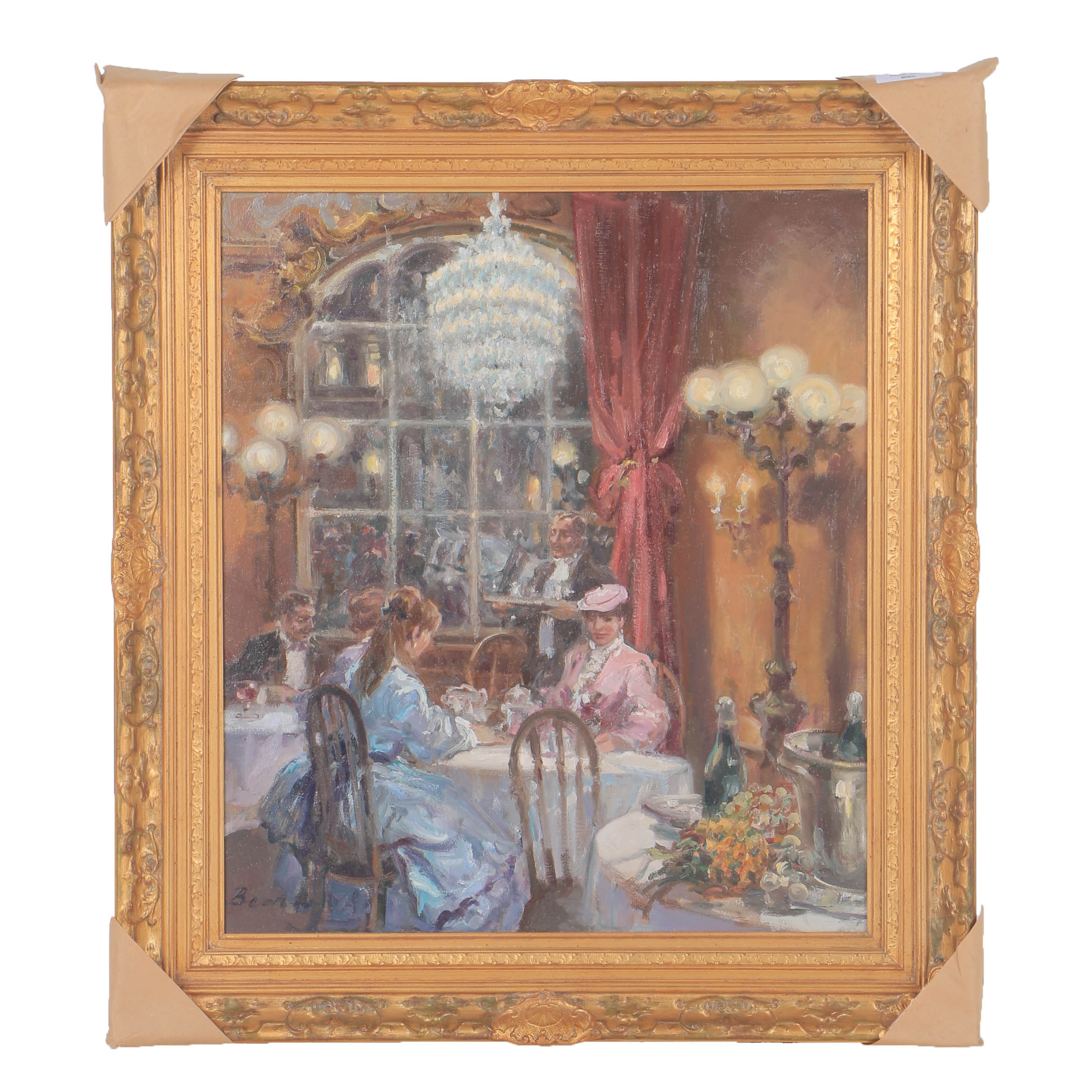 Hans J Wagner Becker Oil on Canvas "Dinner for Two"