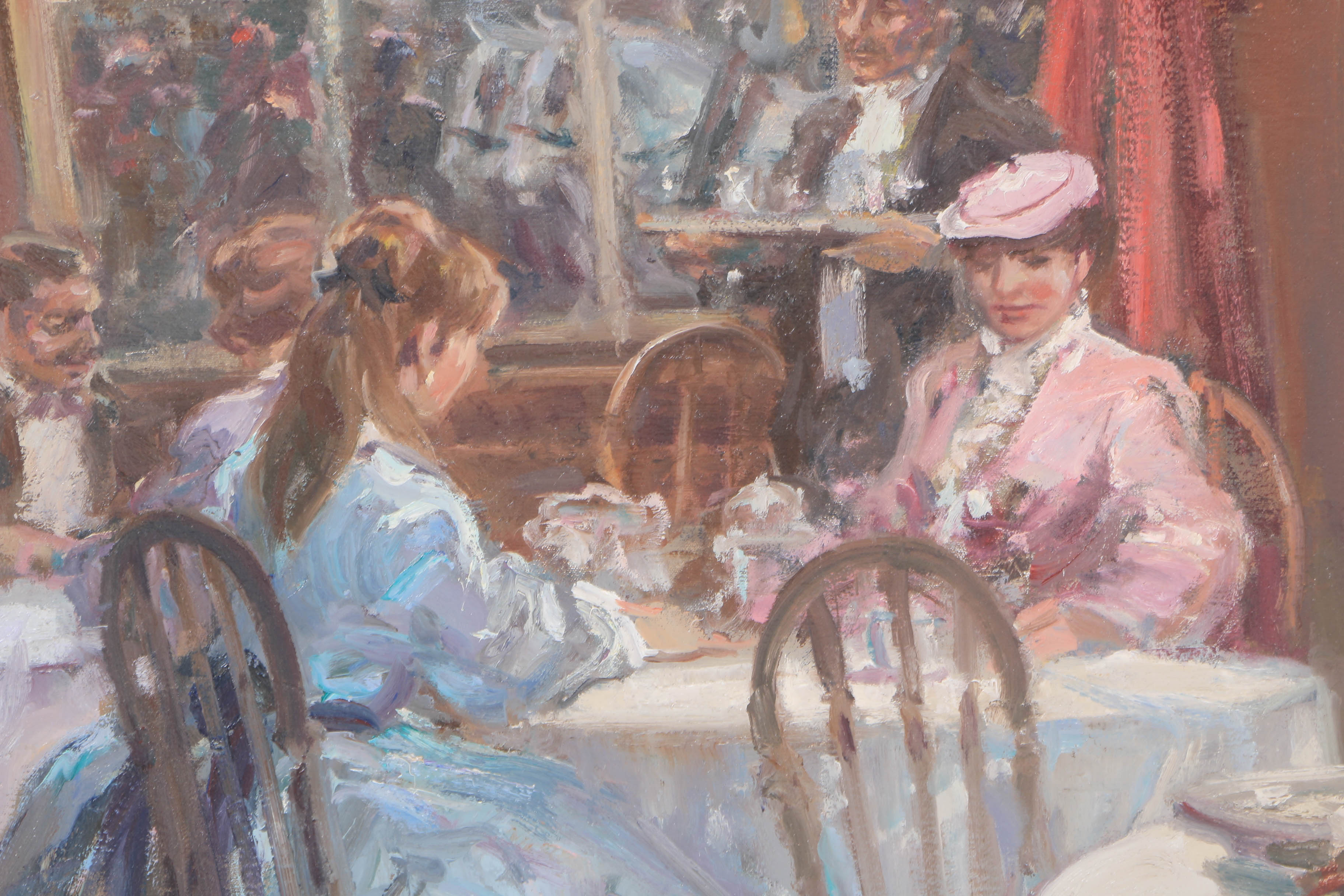 Hans J Wagner Becker Oil on Canvas "Dinner for Two"