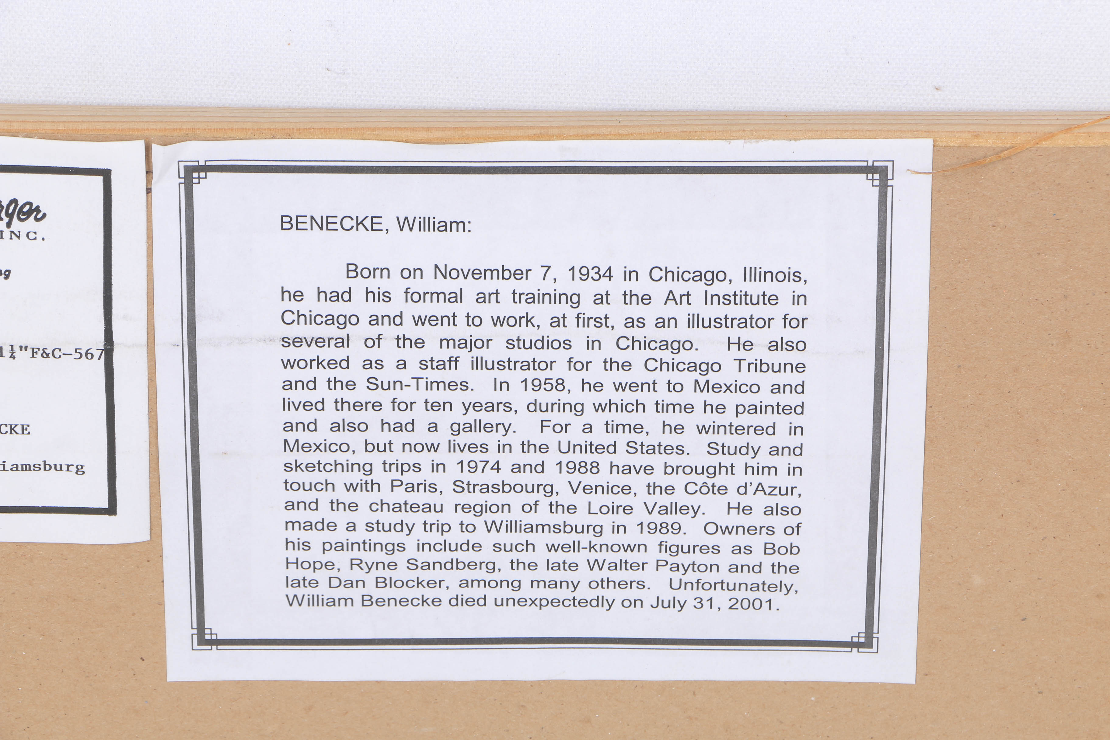 William Benecke Original Oil on Canvas "Morning in Williamsburg"