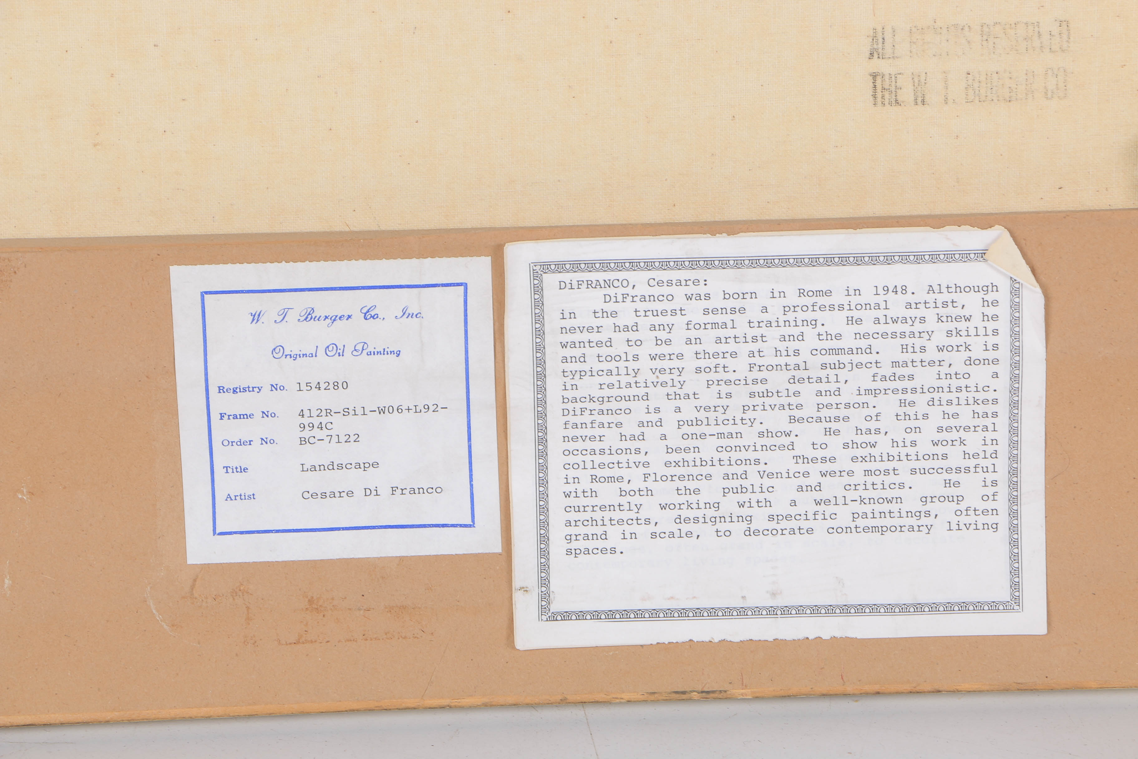 Cesare DiFranco Oil On Canvas "Landscape"